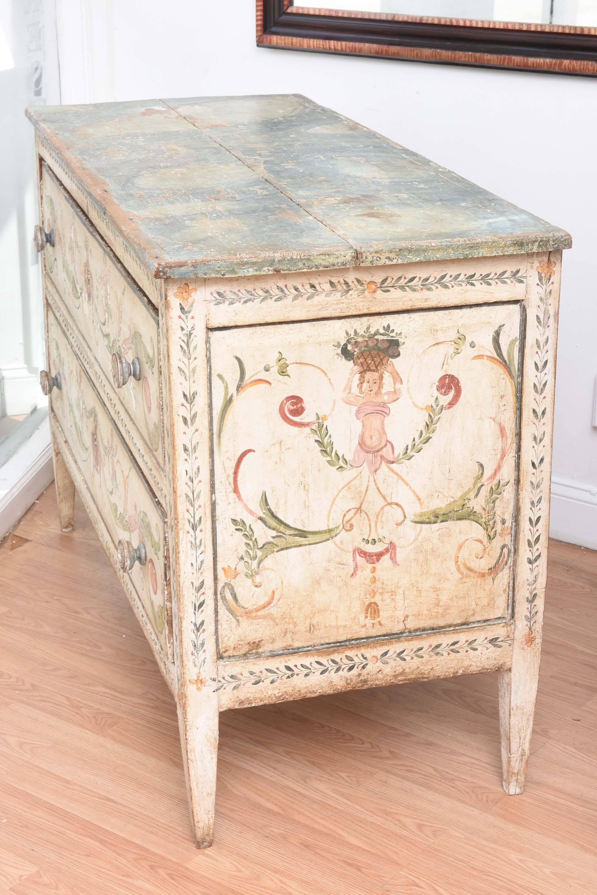 Superb 19th Century Two-Drawer Painted Commode 4