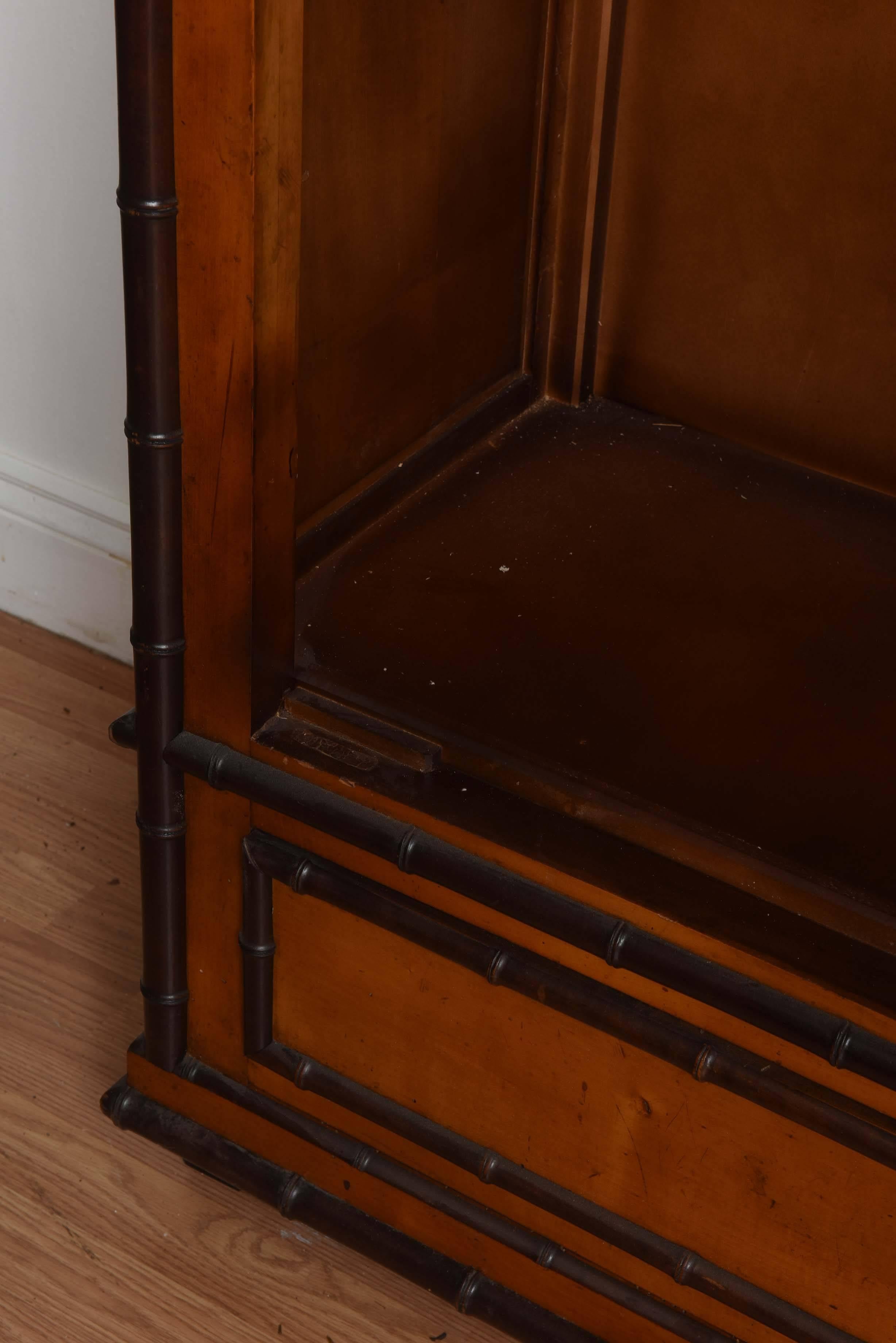 Fine 1890's English Faux Bamboo Armoire 1