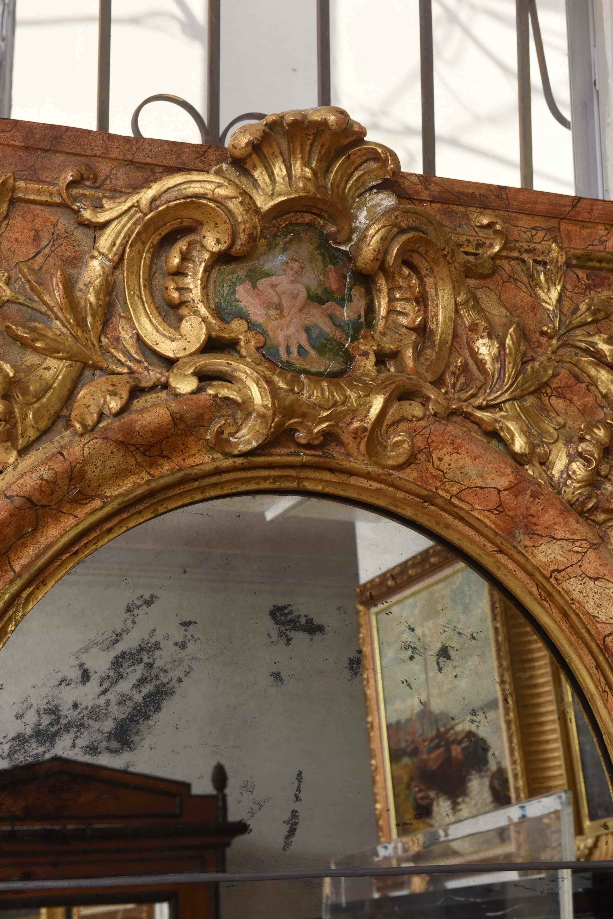 Superb Italian 19th Century Faux Painted Mirror In Excellent Condition In West Palm Beach, FL