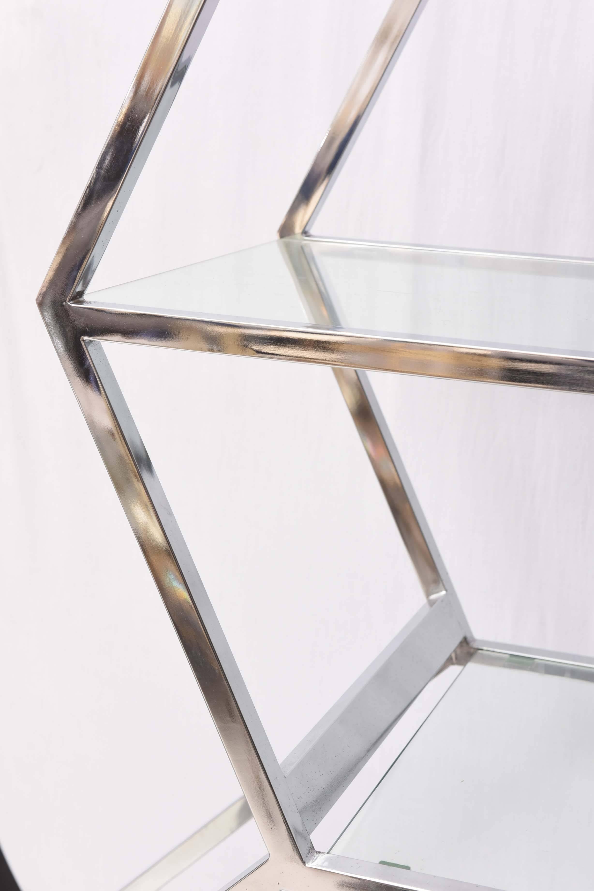 Late 20th Century  Chrome and Glass Etagere in the Manner of Milo Baughman