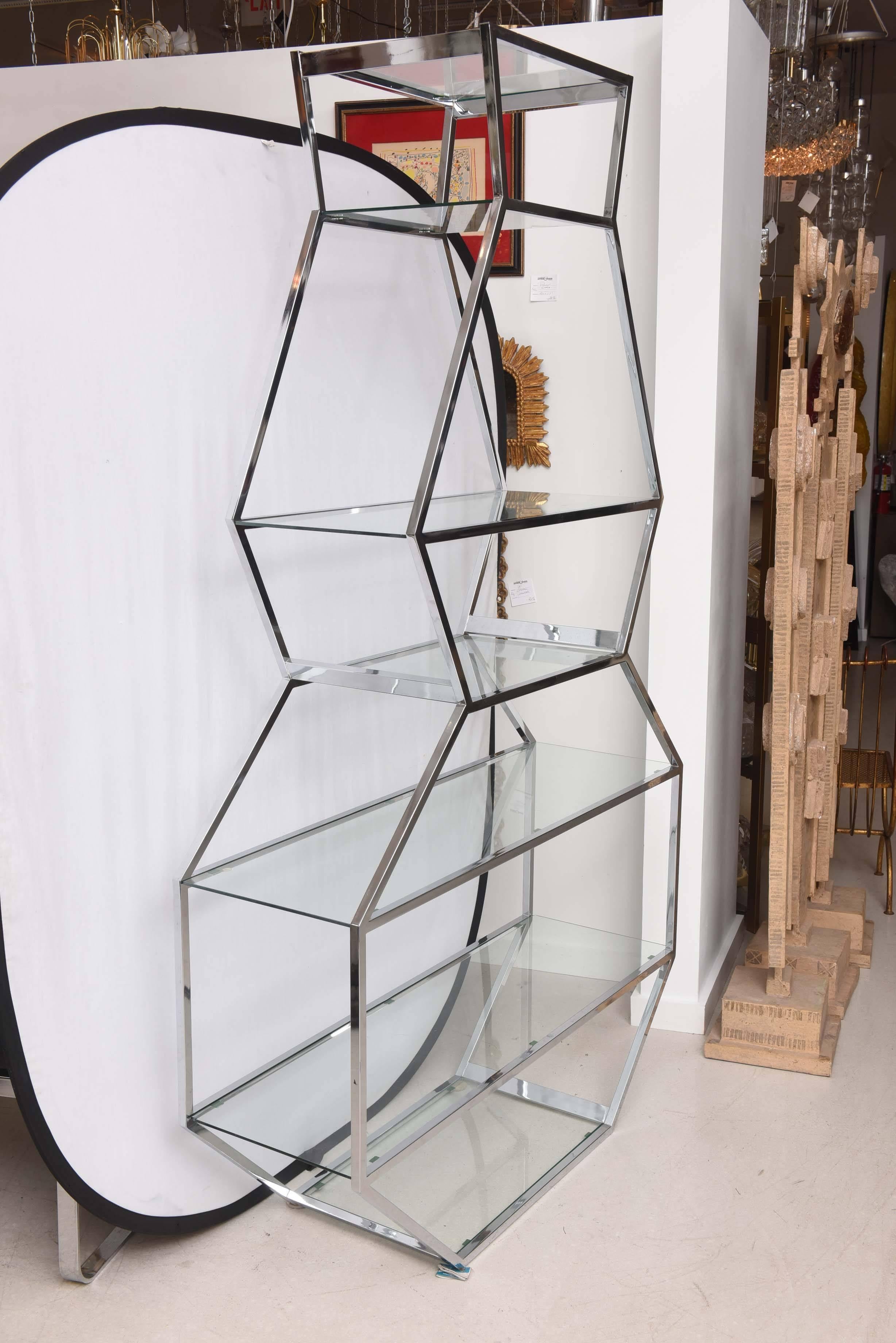  Chrome and Glass Etagere in the Manner of Milo Baughman 2