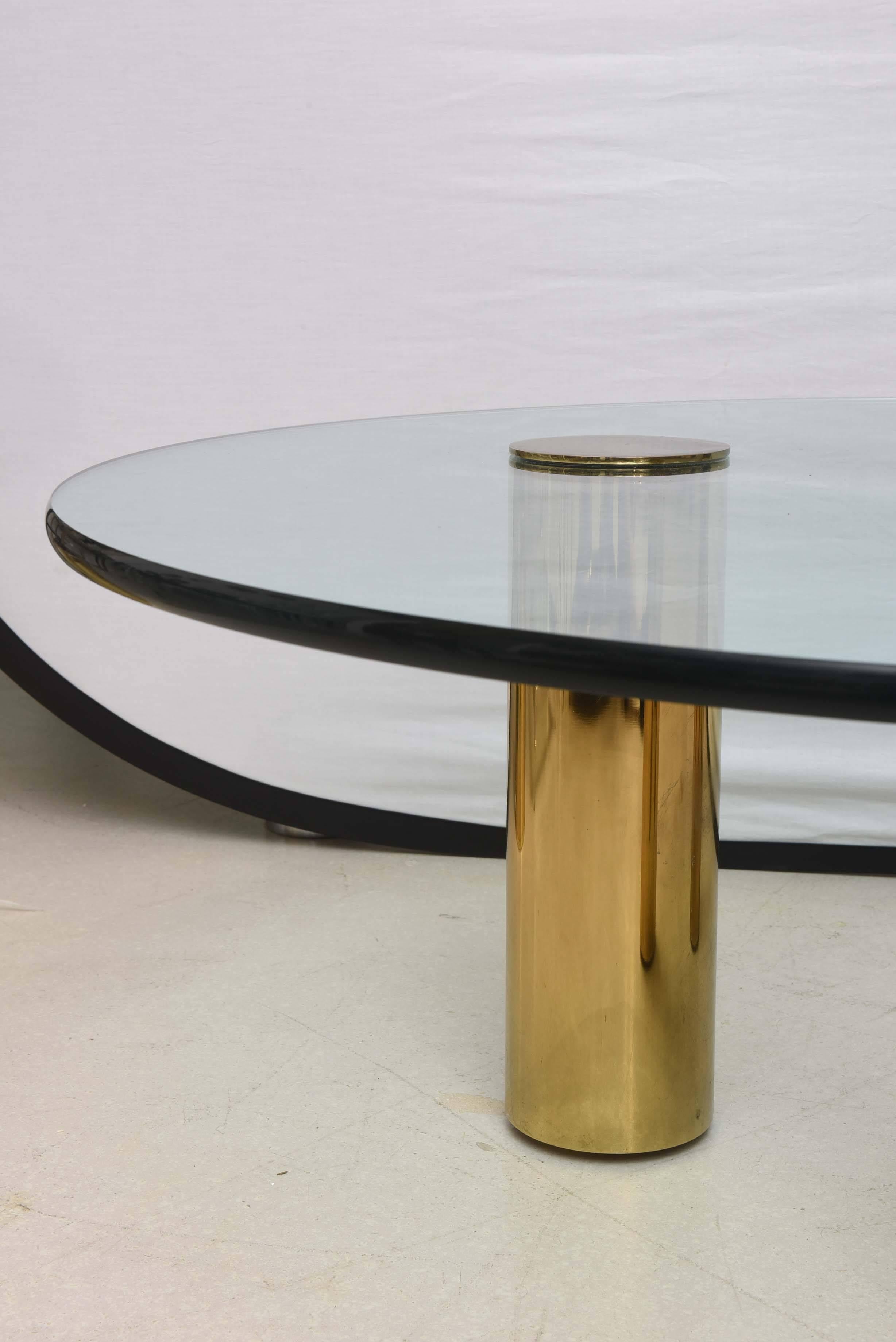 Brass and Glass Cocktail Table, Attributed to Pace In Excellent Condition For Sale In West Palm Beach, FL