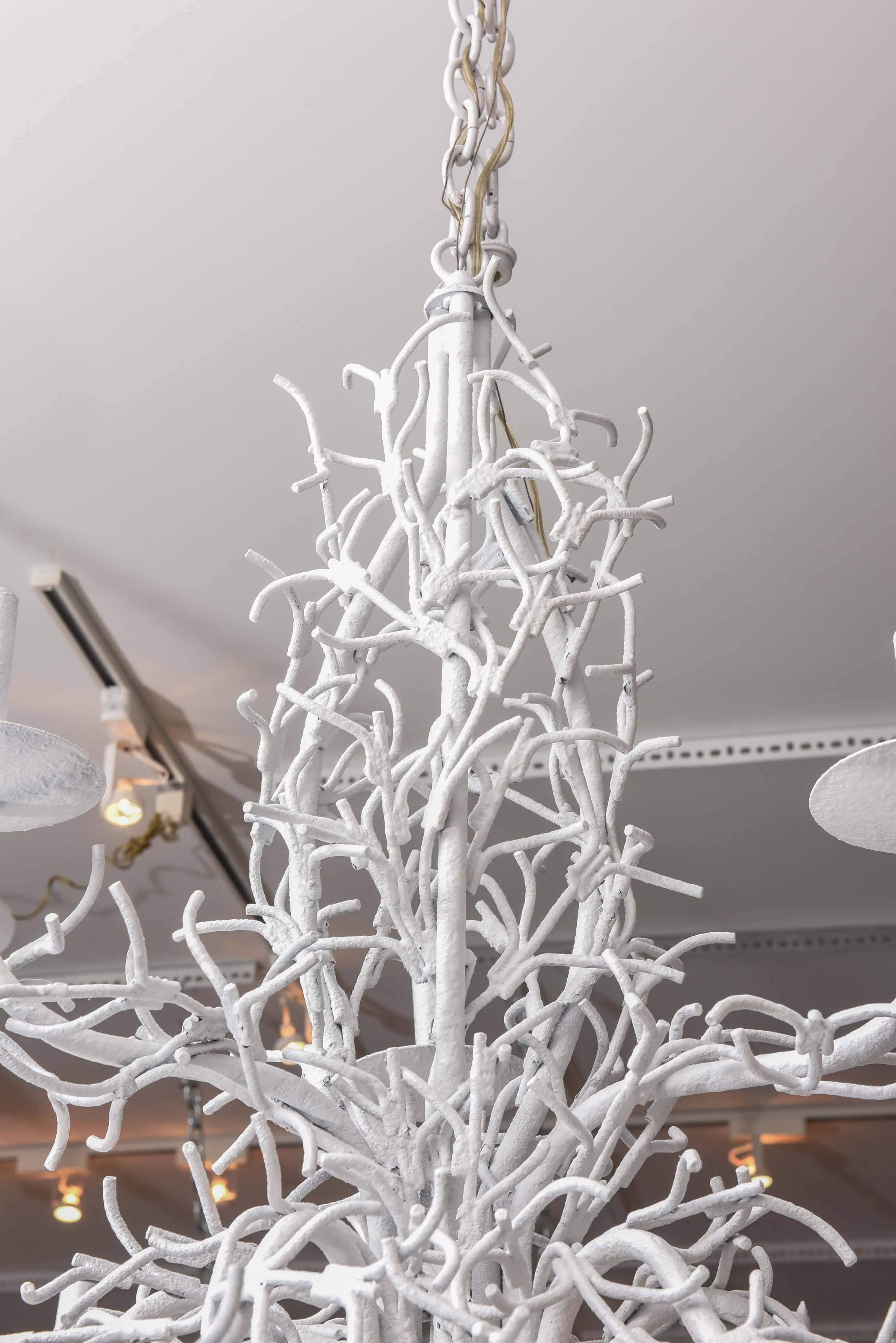 Unknown White Faux Coral Iron Chandelier