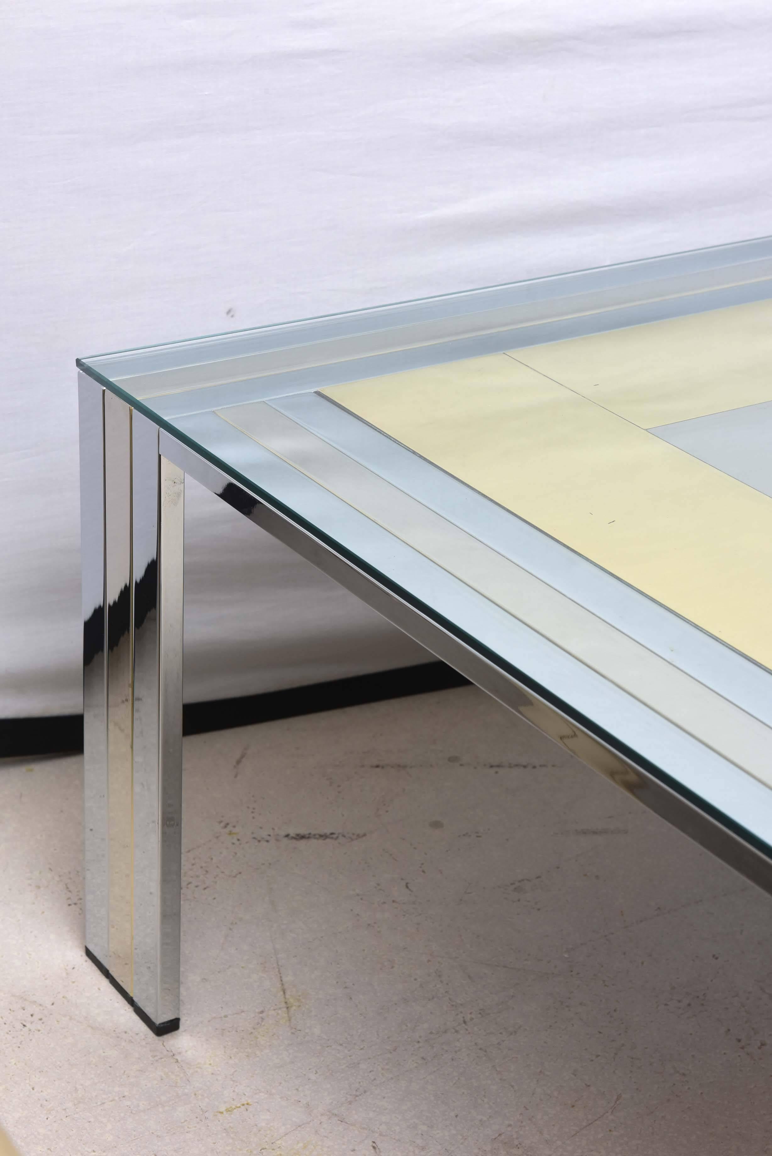 Mid-Century Modern Two-Tone Willy Rizzo Metal Coffee Table