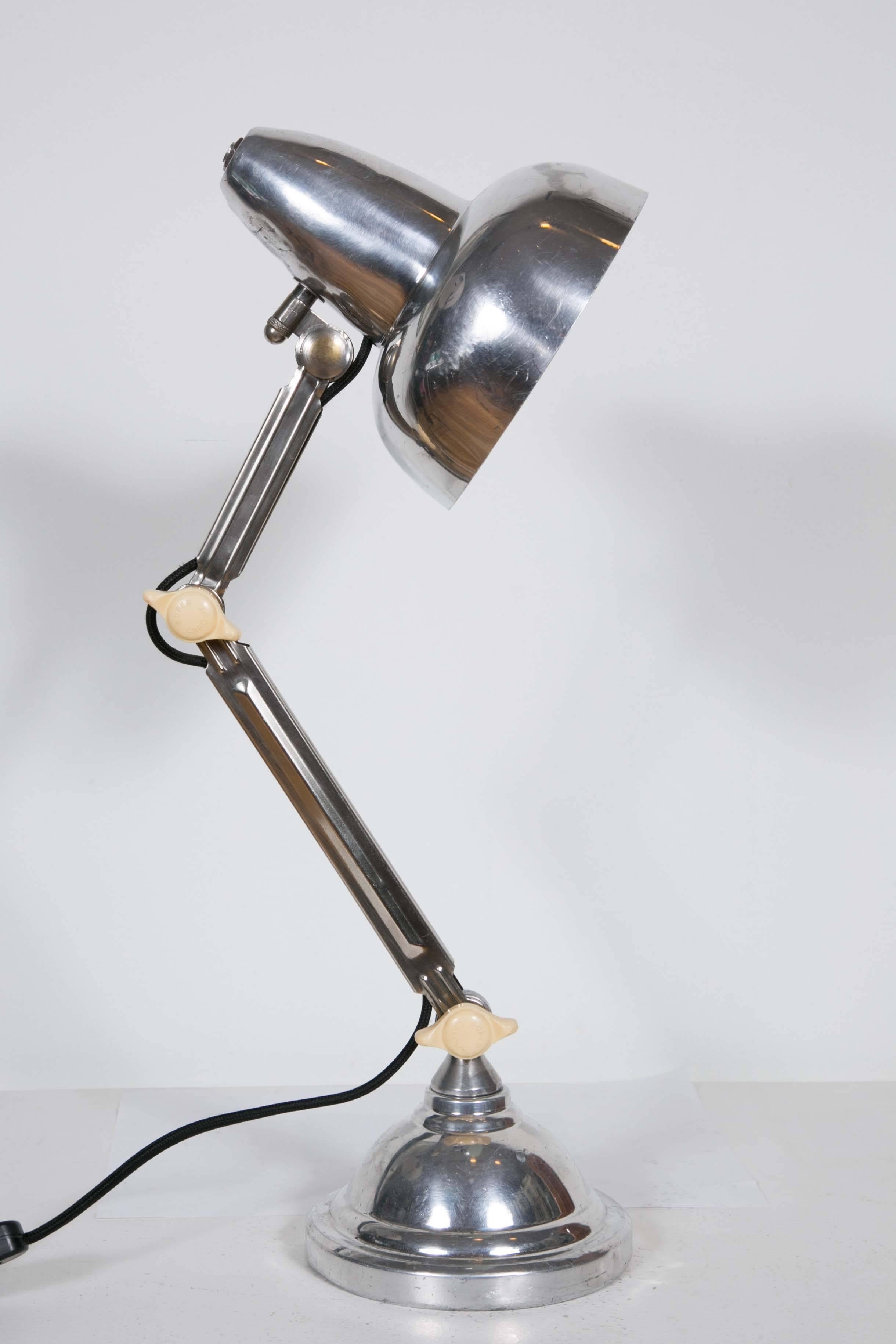Aluminum  French Art Deco Desk Lamp, 1930s