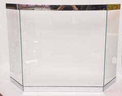 Vintage Polished Chrome and Glass Fireplace Screen with Matching Tools