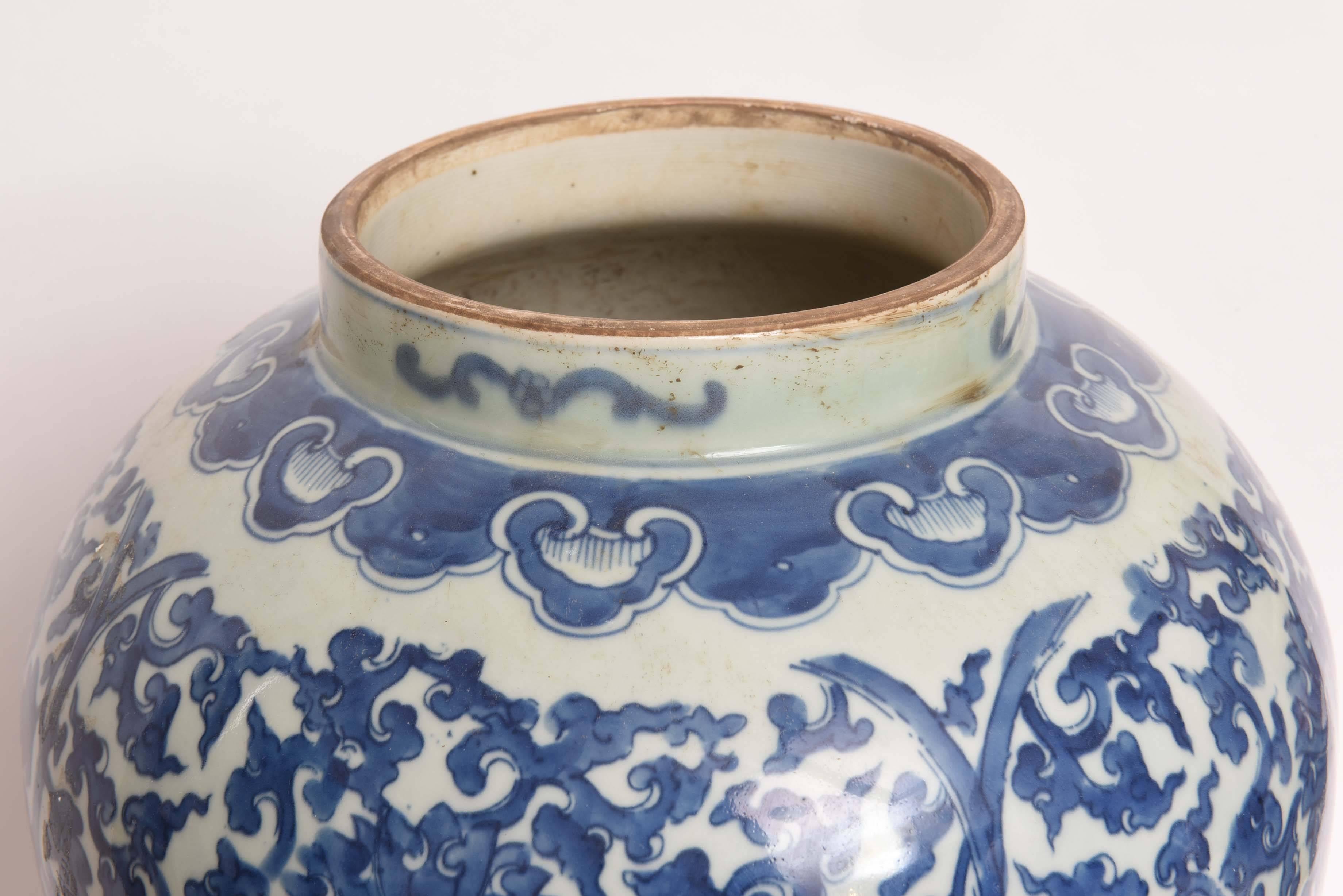 Chinese Blue and White Ginger Jar on Stand 1
