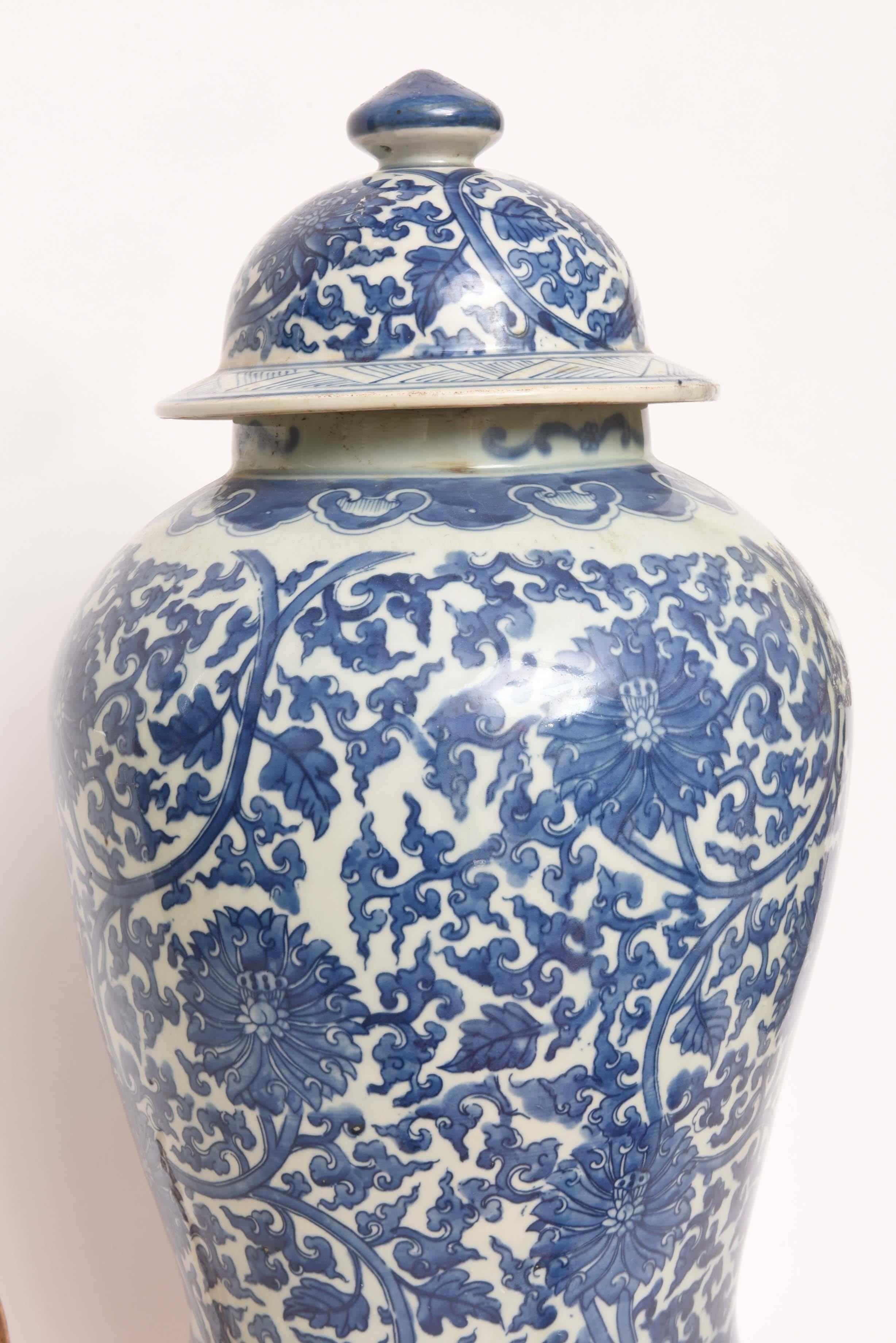 Chinese Blue and White Ginger Jar on Stand 4
