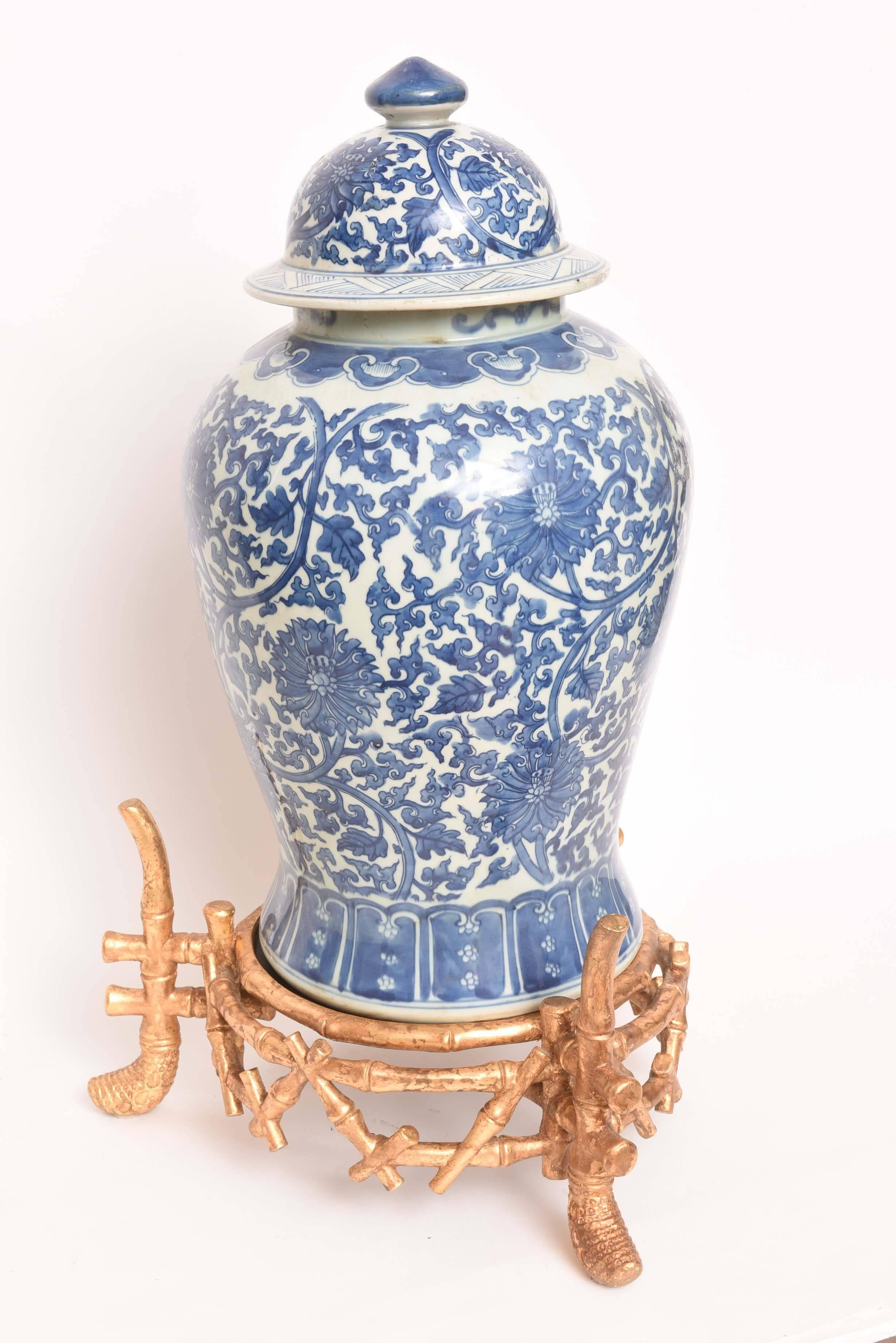 Chinese Blue and White Ginger Jar on Stand 5