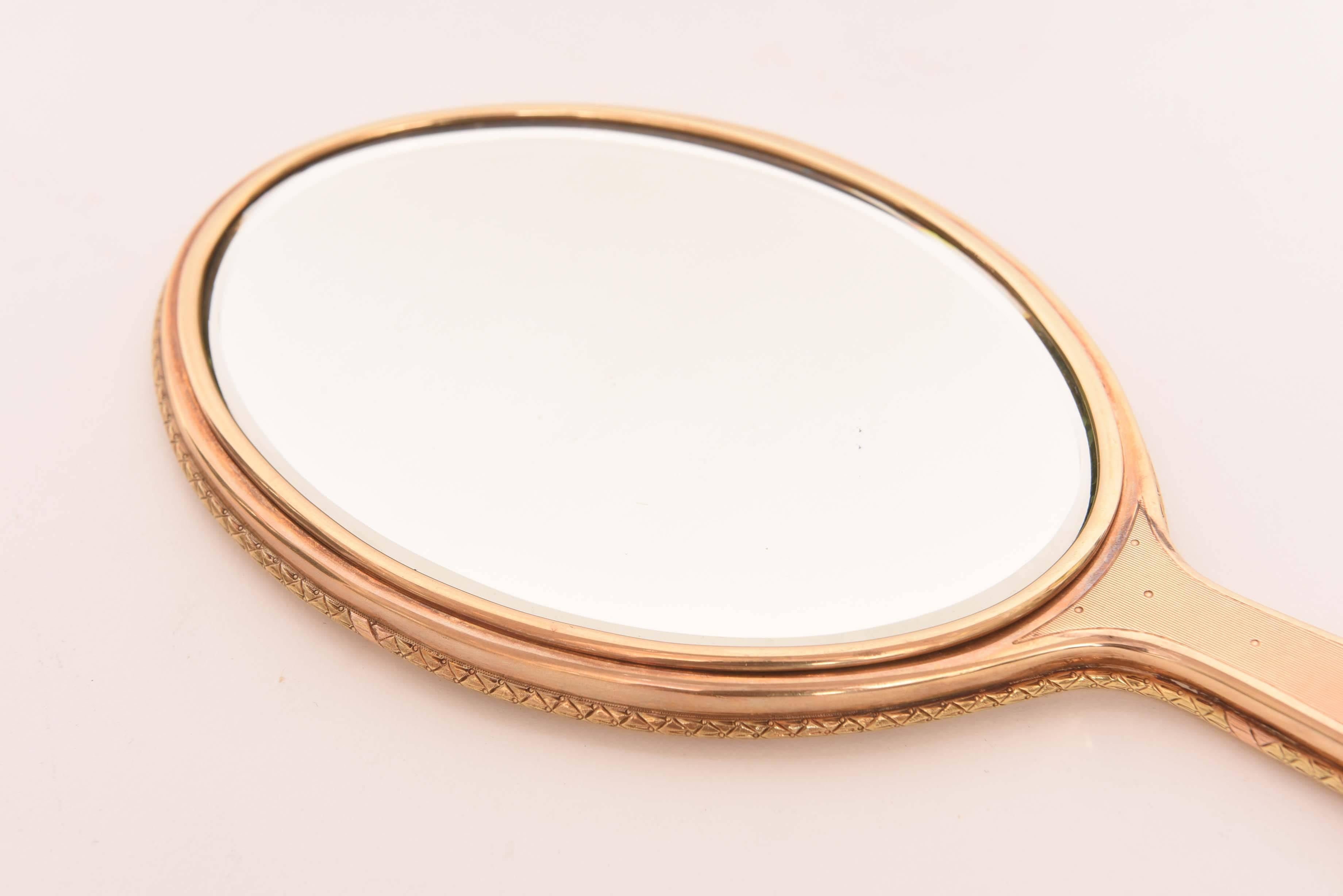 Cartier 14 Karat Gold Hand Mirror 1