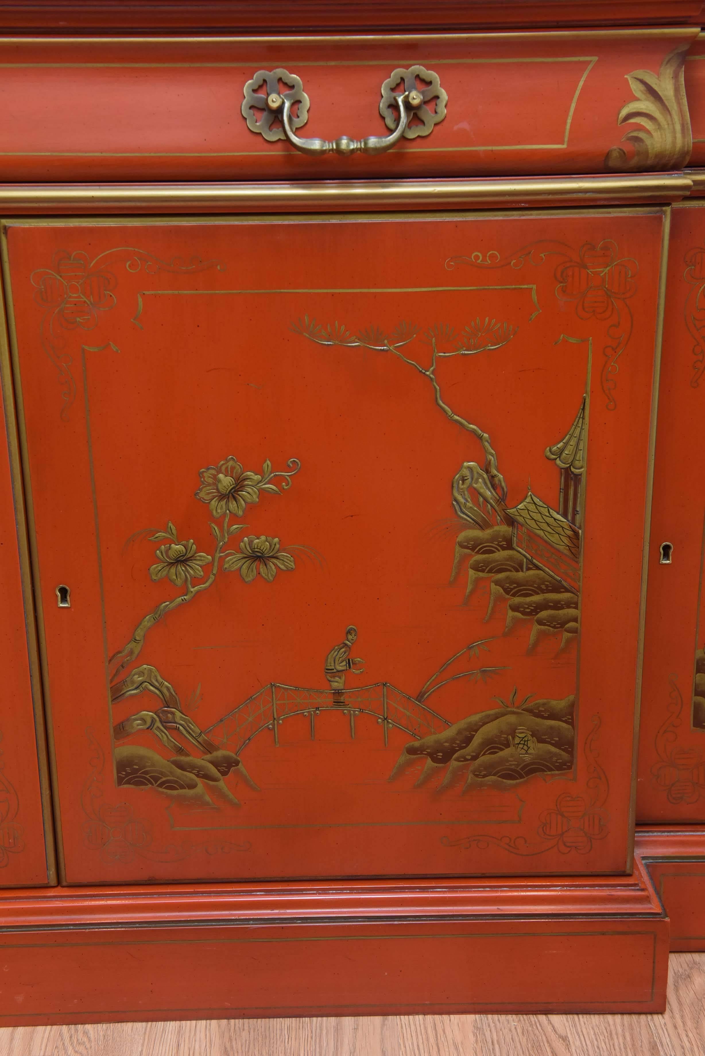 20th Century Vintage Chinoiserie Breakfront by Karges