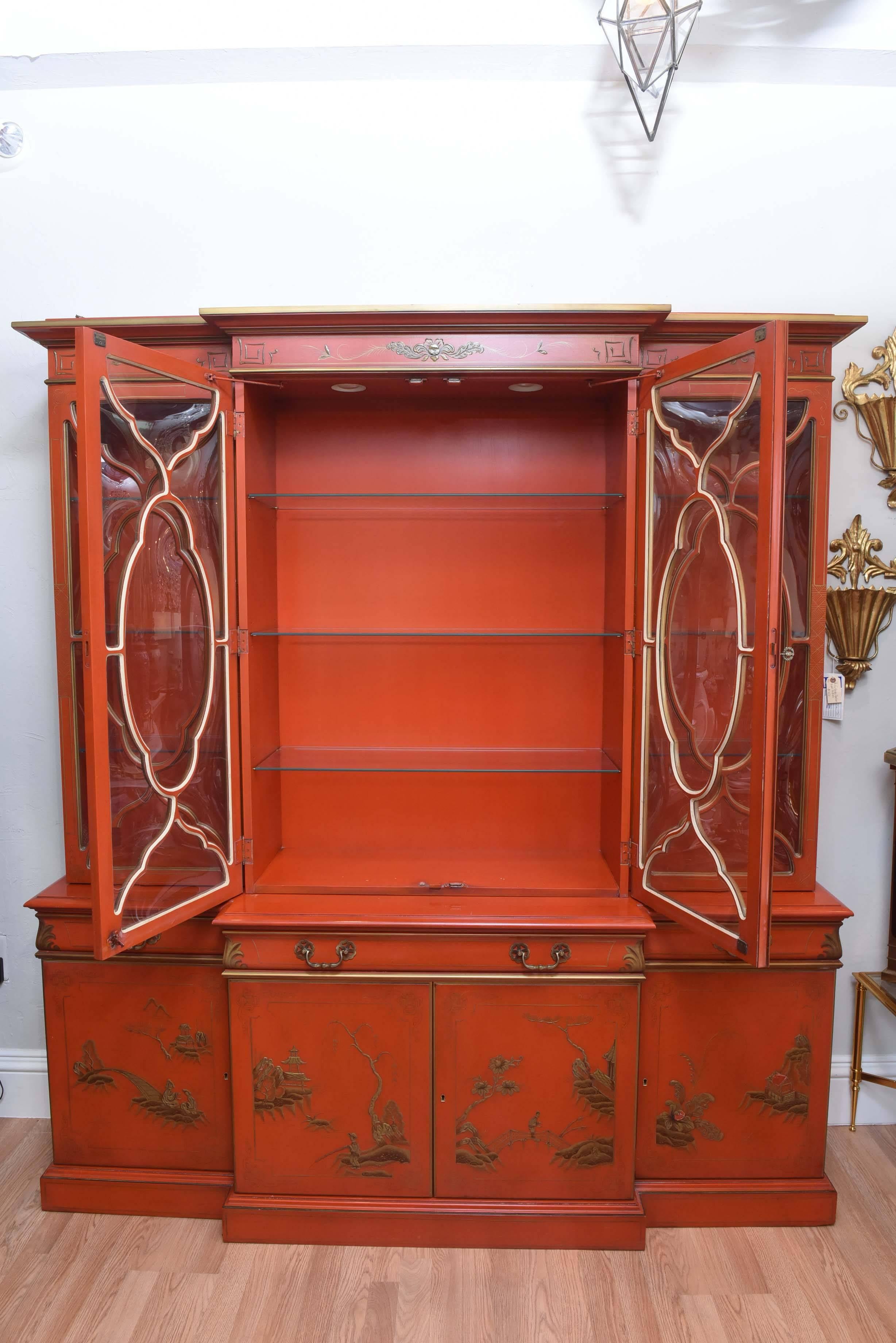 Vintage Chinoiserie Breakfront by Karges 4