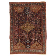 Persian Bijar Small Rug - Wool Blue Green Navy Blue Red