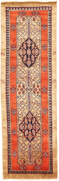 Alfombra Persa Malayer Circa 1910 - Lana Marfil Azul Marino Rojo 72278