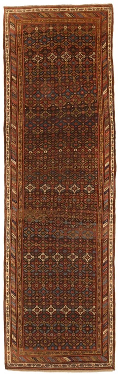 Persian Bijar Runner Rug - Wool Blue Brown Ivory Red 72673