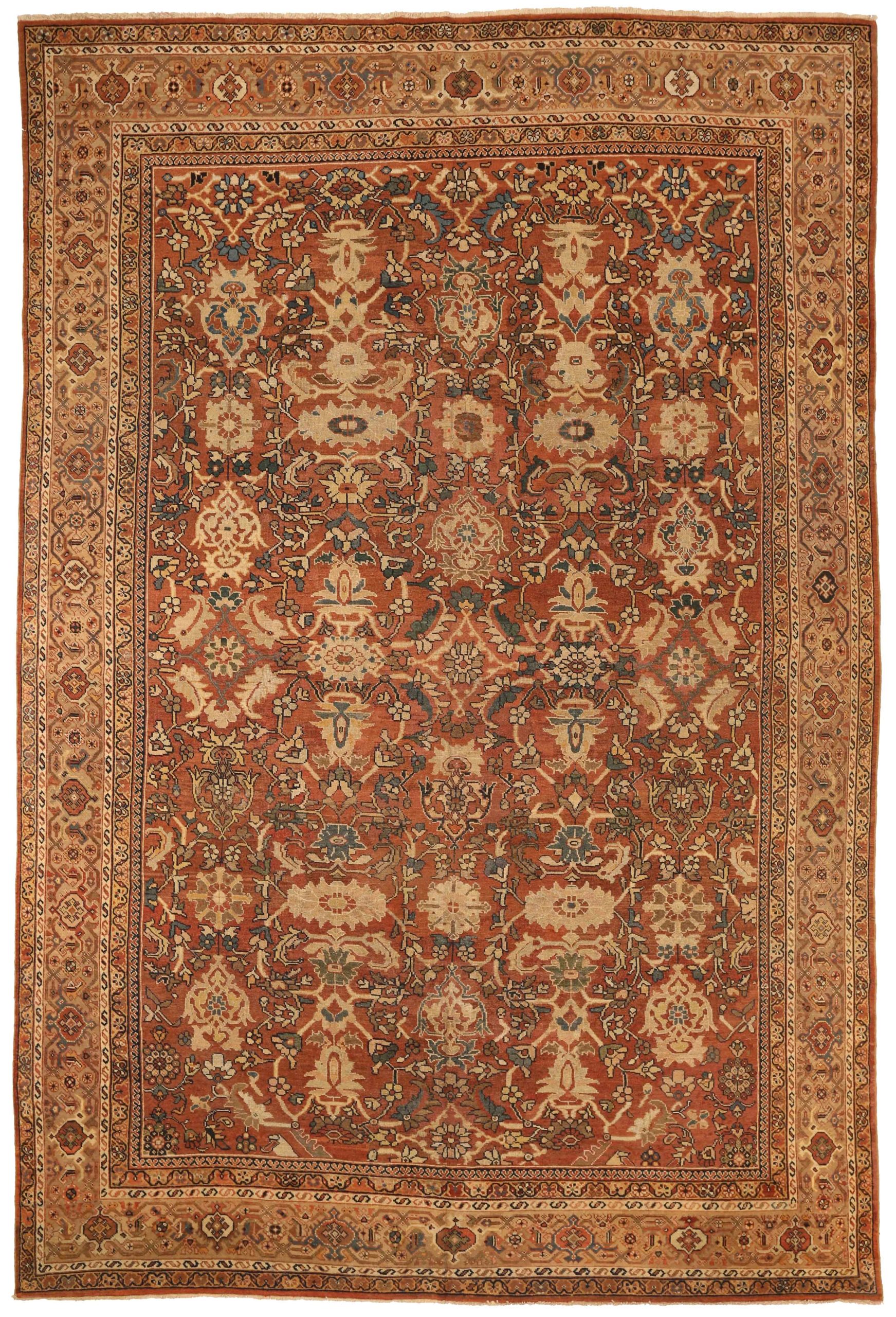 Tapis Persan Mahal Circa 1880 - Laine Bleu Ivoire Rouge 72633
