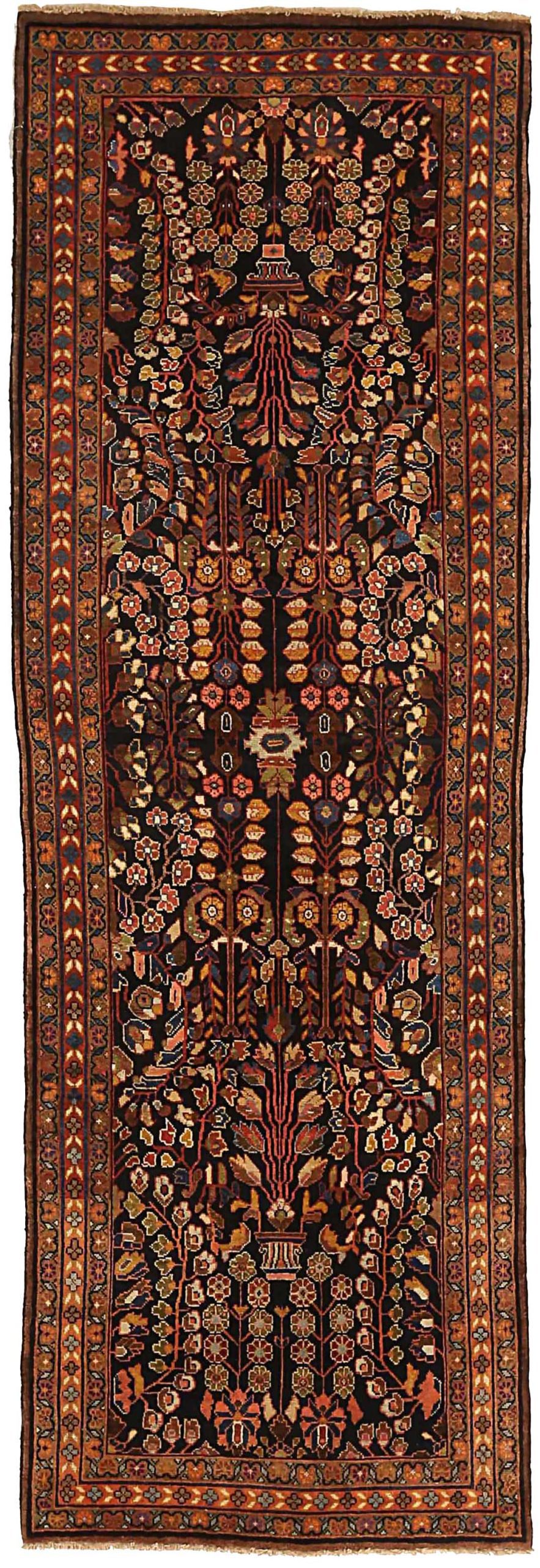 Persian Farahan Runner Rug Circa 1910 - Wool Ivory Navy Blue Red 72757