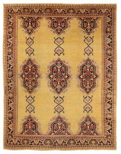 Tapis Persan Sultanabad Circa 1910 - Laine Bleu Marine Rouge Jaune 72760