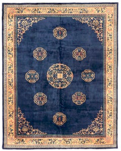 China China Bereich Teppiche Circa 1940 - Wolle Blau Elfenbein Rosa 72727