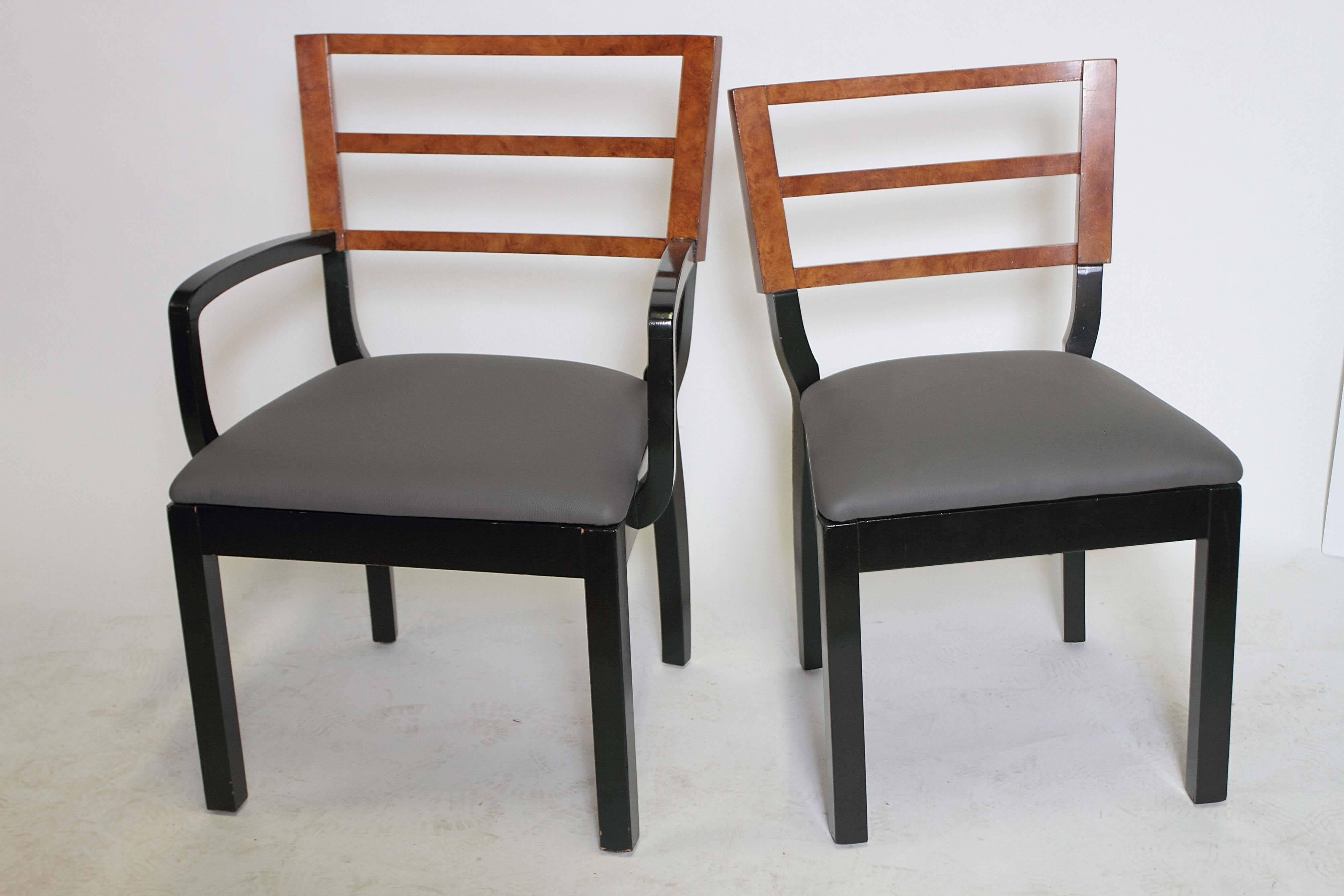 Lacquered Art Deco Hastings Dining Table / Chairs Rare Double X-Base Teague / Deskey For Sale