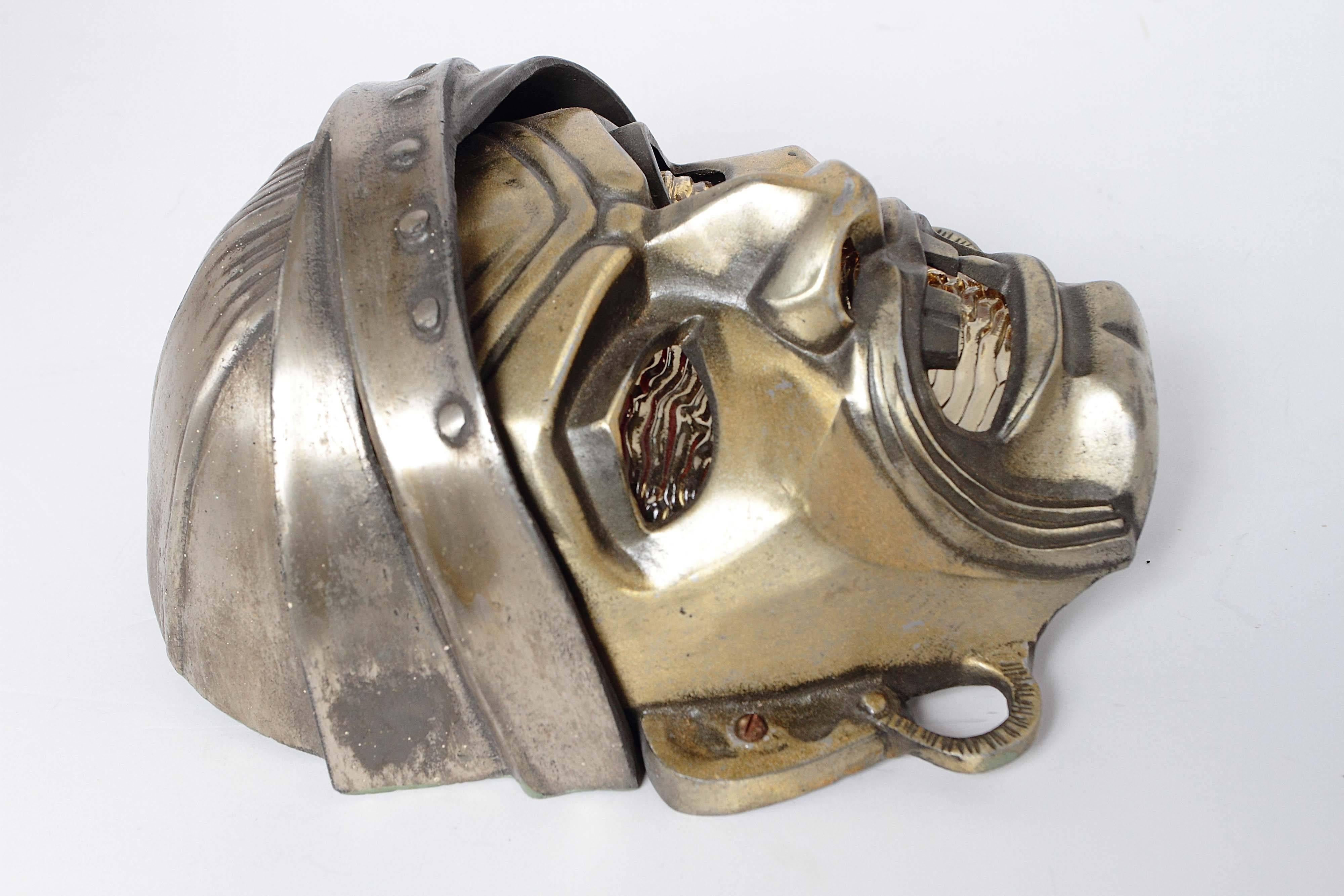 American Machine Age Art Deco Cast Metal Pirate,  Illuminated Theater Wall Sconce