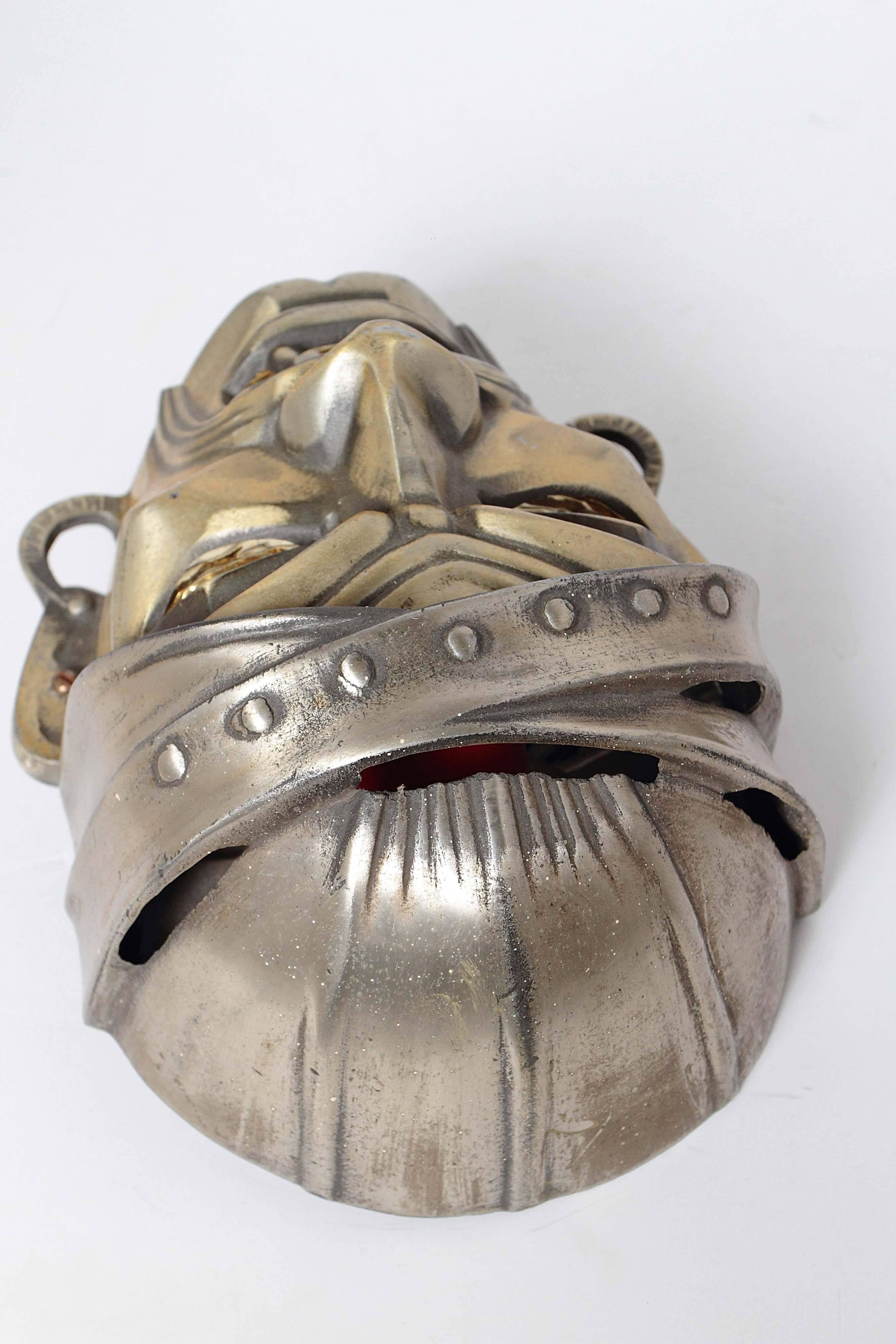  Machine Age Art Deco Cast Metal Pirate,  Illuminated Theater Wall Sconce   In Good Condition In Dallas, TX