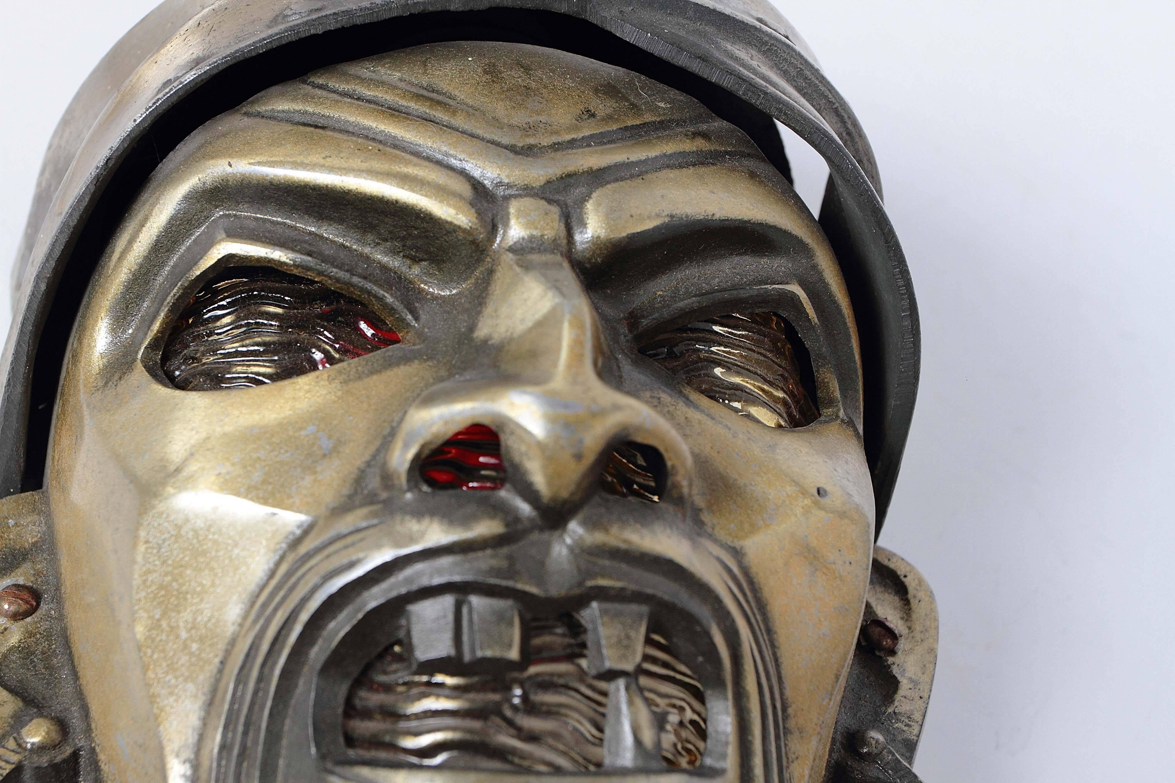 Machine Age Art Deco Cast Metal Pirate,  Illuminated Theater Wall Sconce 2