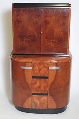 Art Deco Streamline Burled Original Hastings Side Server and China Cabinet