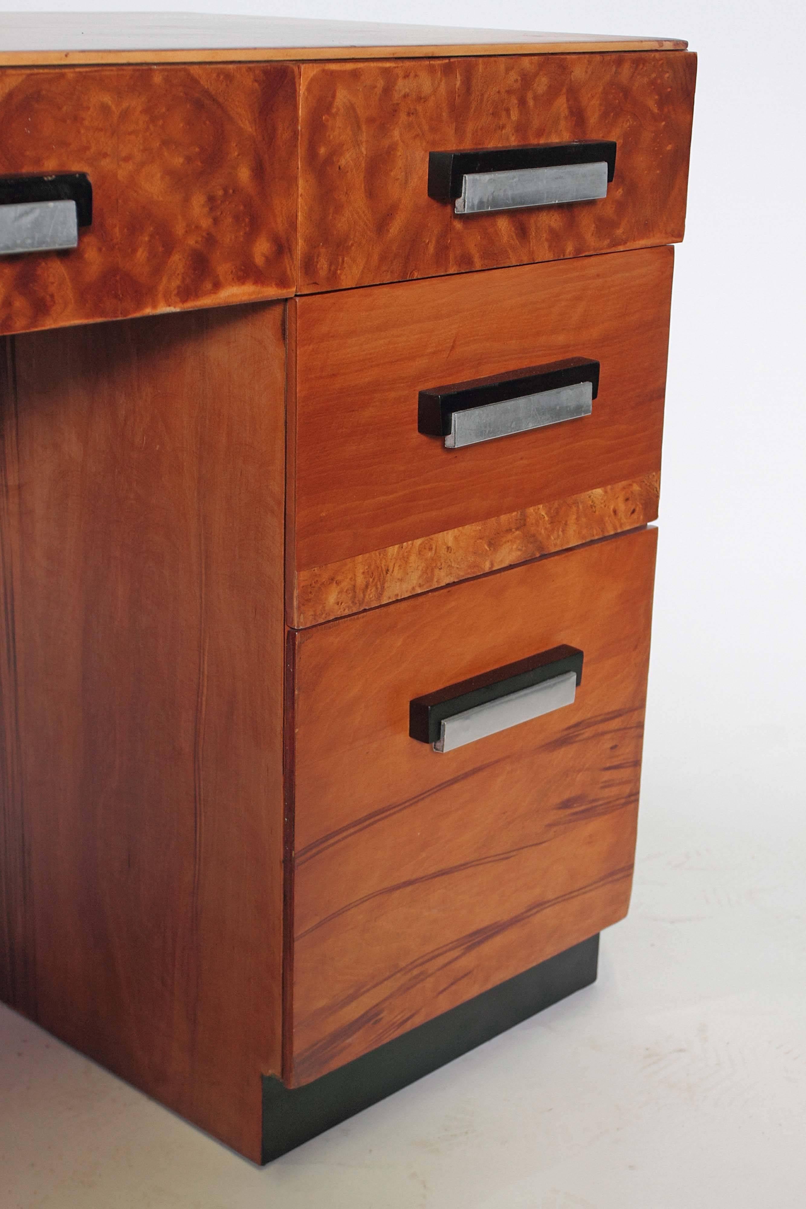 Multiple, Burled and Ebonized Original Hastings Art Deco Desk For Sale 5