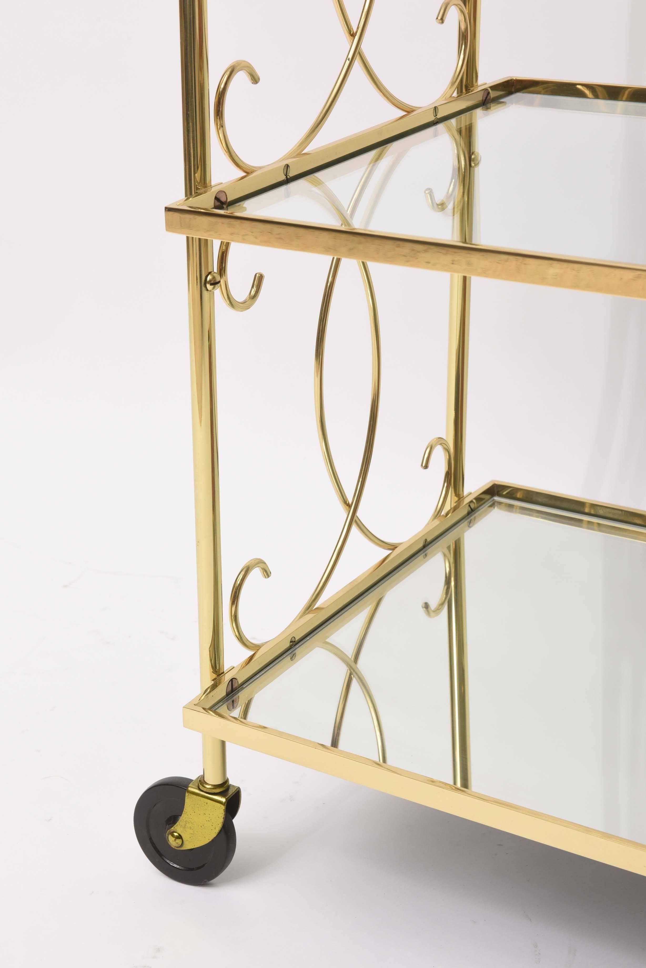 Hollywood Regency Mid-Century Italian Brass Bar Cart