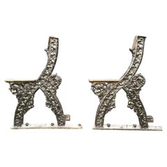 A.W.N. Pugin Attri, a Pair of Early Gothic Revival Cast Iron Garden Bench Ends