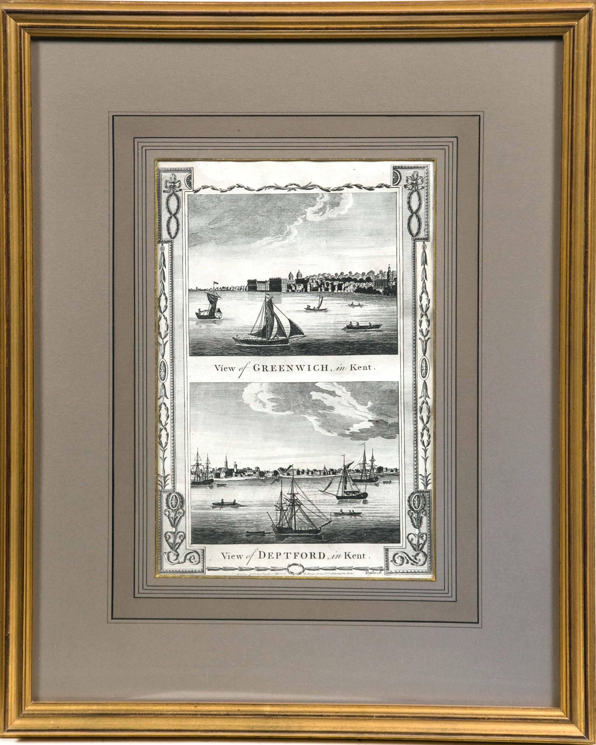 Framed print of English Harbor views, early 19th century, 