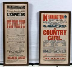 Deux affiches publicitaires de théâtre anglais, datant d'environ 1900