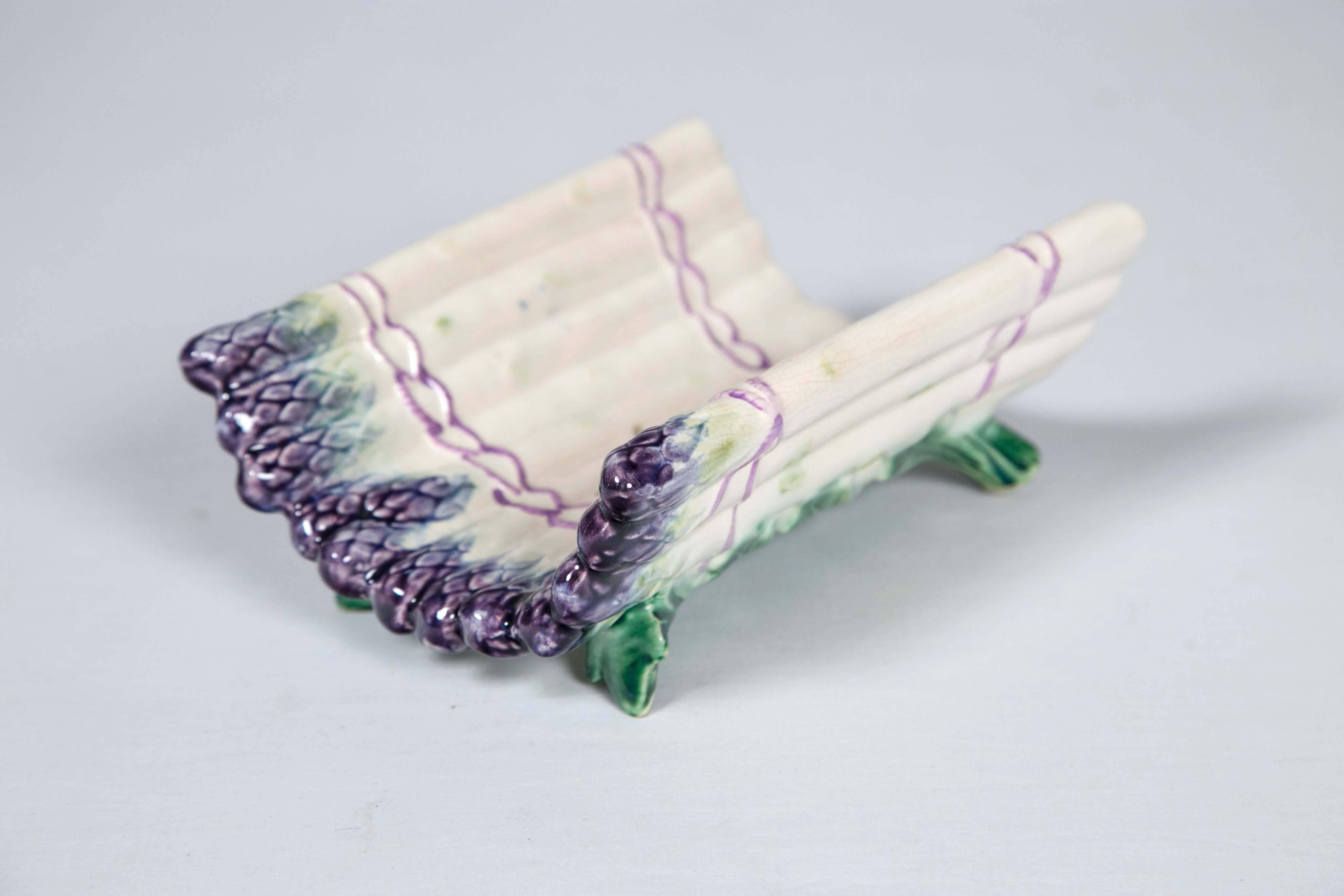 French Majolica Asparagus Set, Salins, Late 19th Century For Sale 3