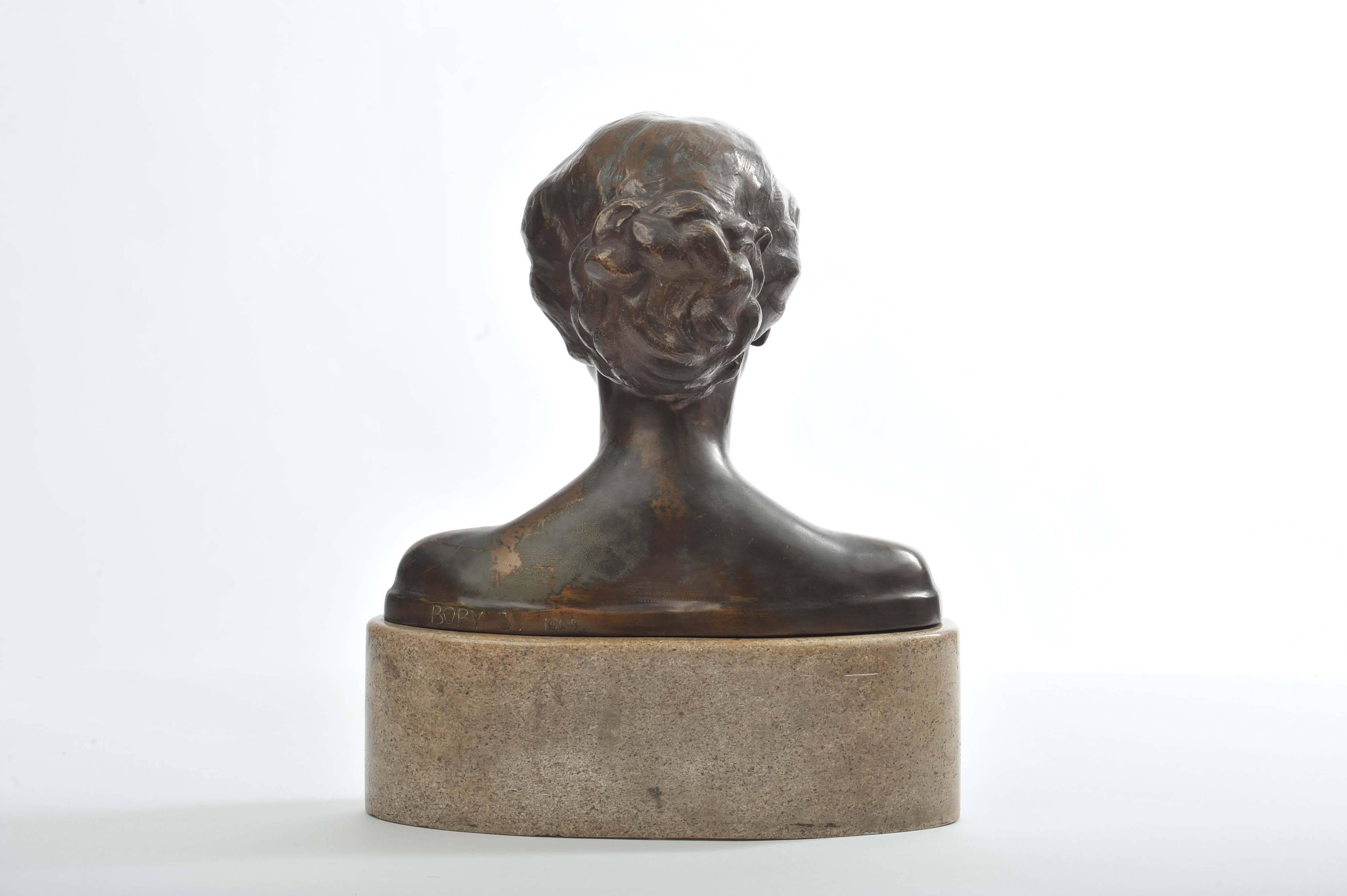 Bronze Bust of a Young Lady, circa 1900 by Bory In Excellent Condition In London, GB
