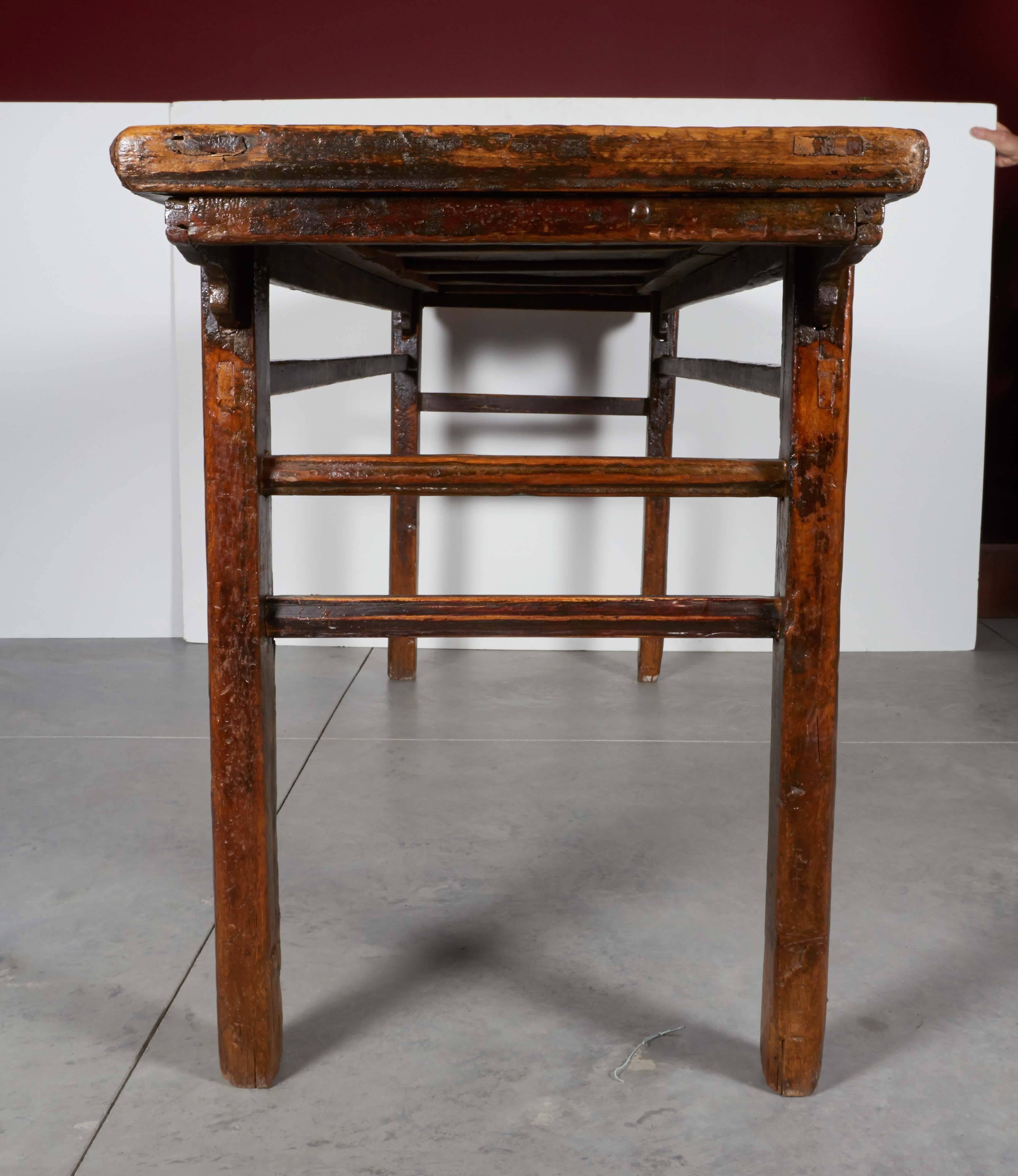 Heavily Lacquered Rustic Antique Painting Table 2