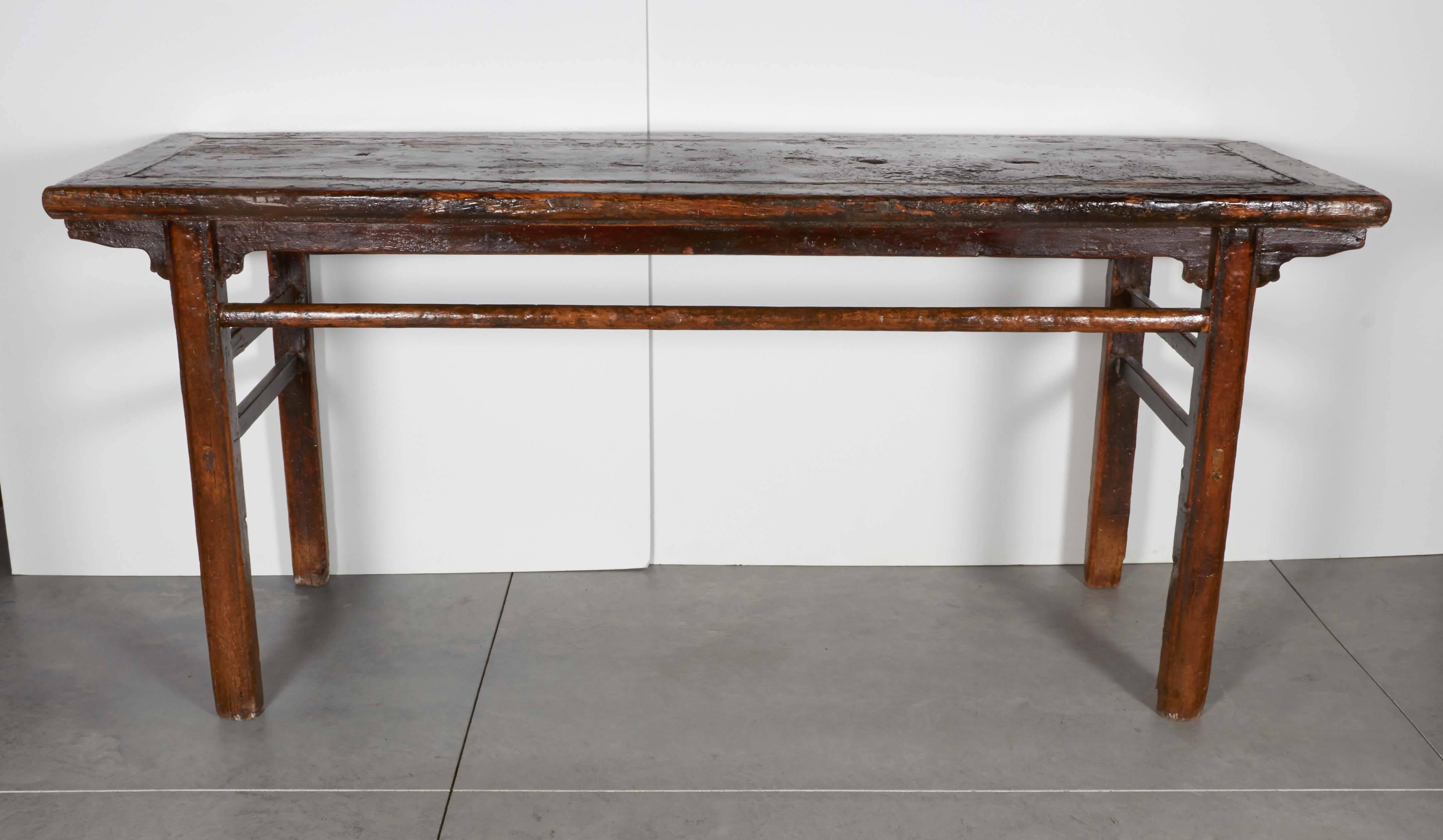 Heavily Lacquered Rustic Antique Painting Table 3