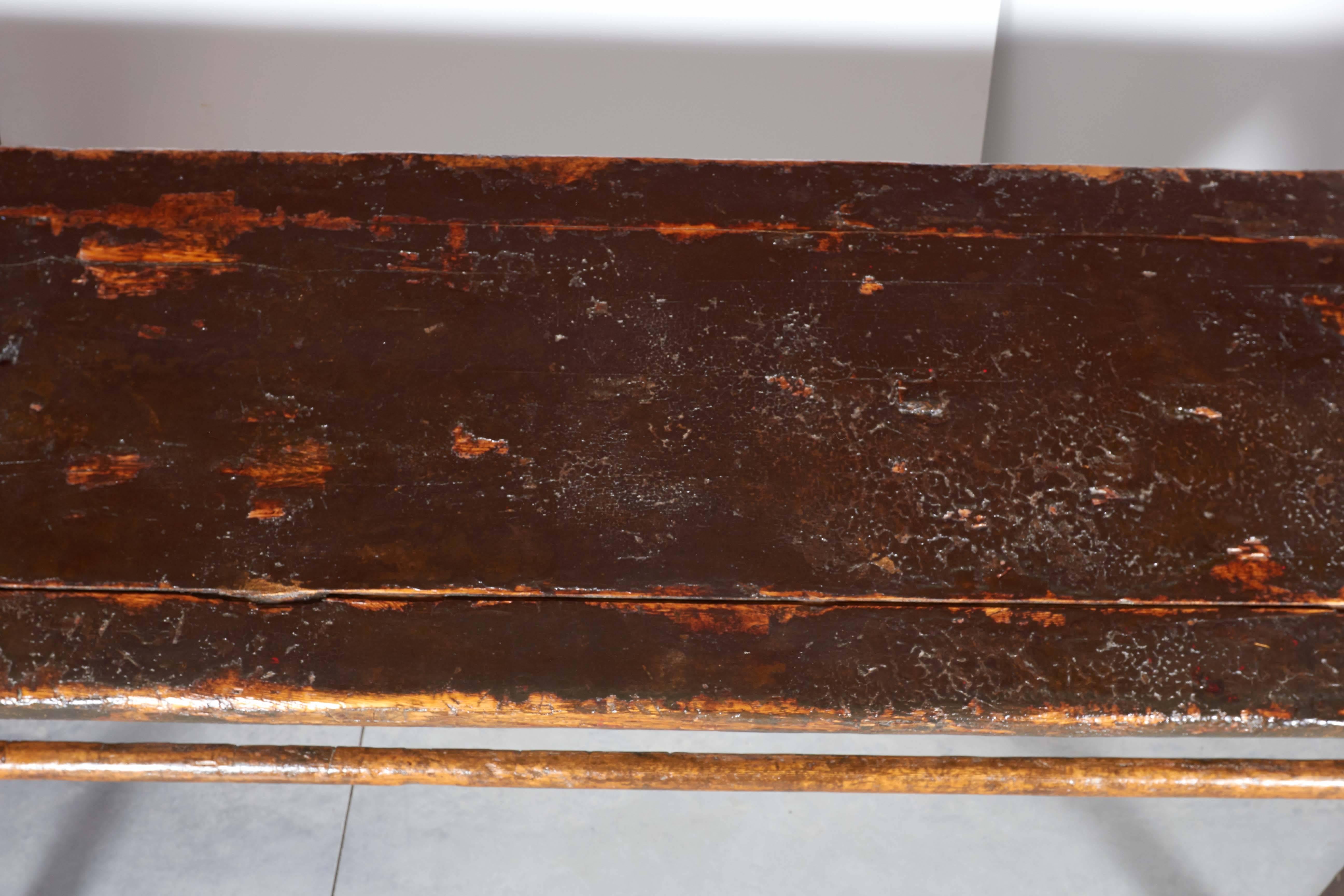 Heavily Lacquered Rustic Antique Painting Table 4