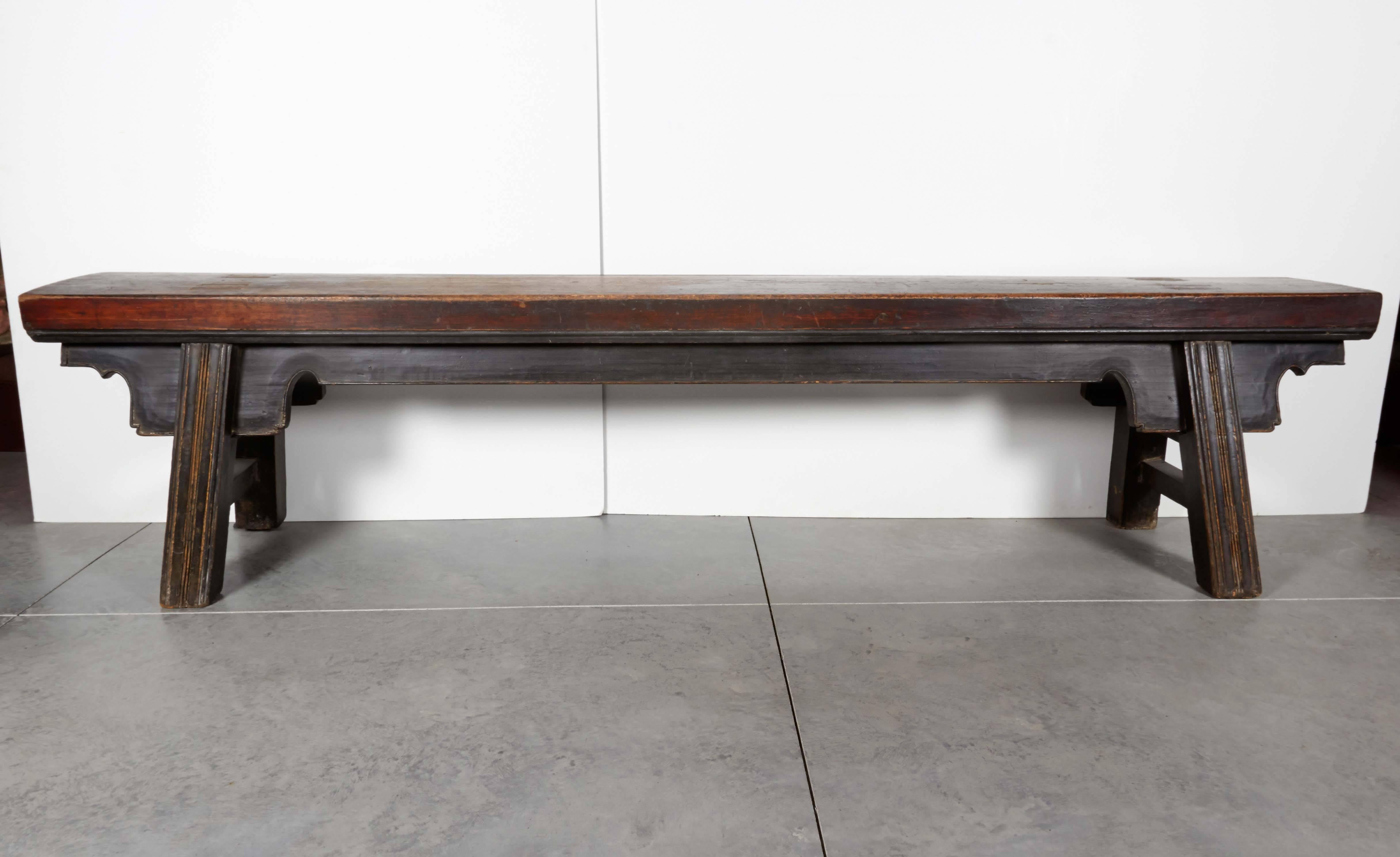 Classic Large 19th Century Temple Bench In Good Condition In New York, NY