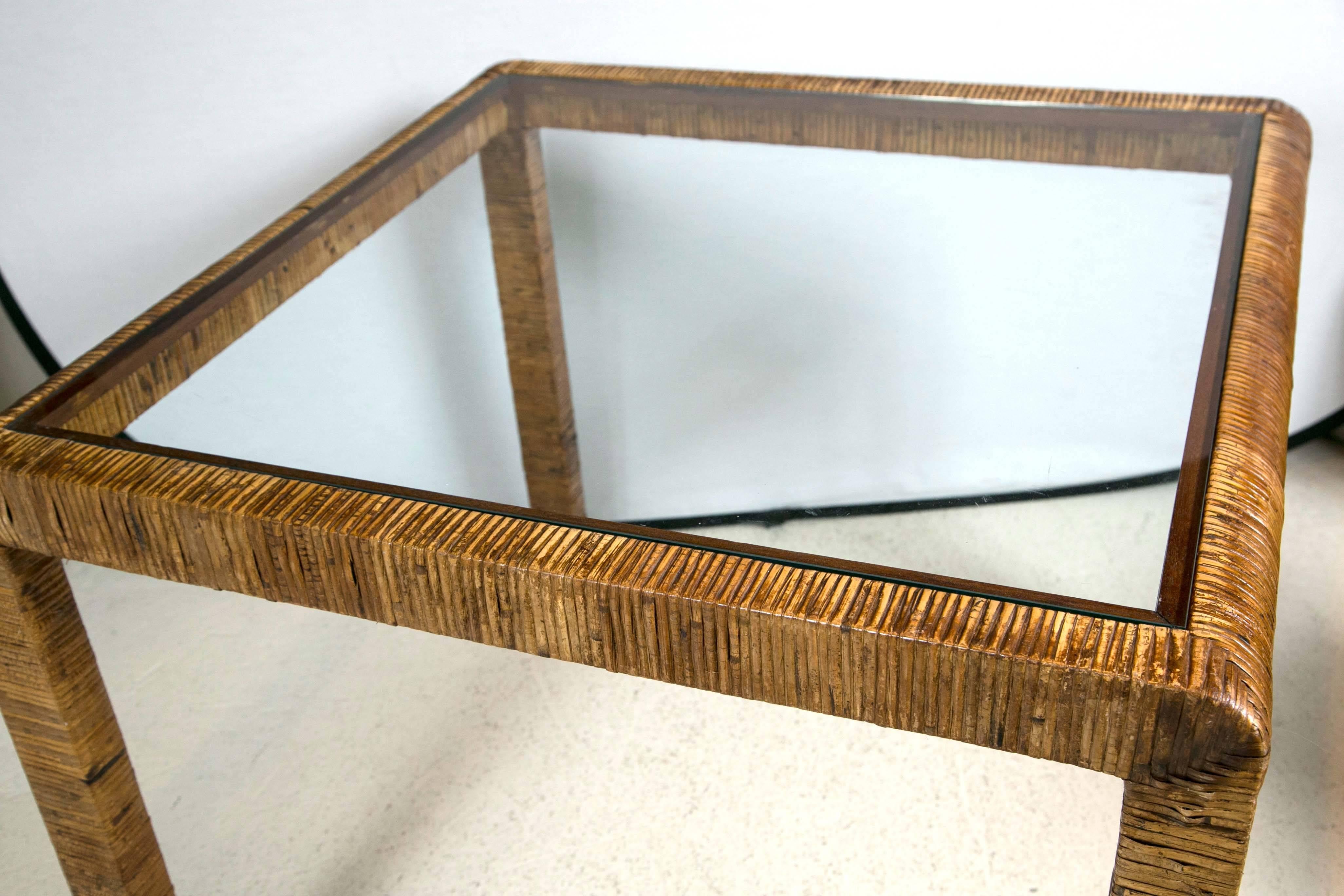 American Rattan and Glass Card Table