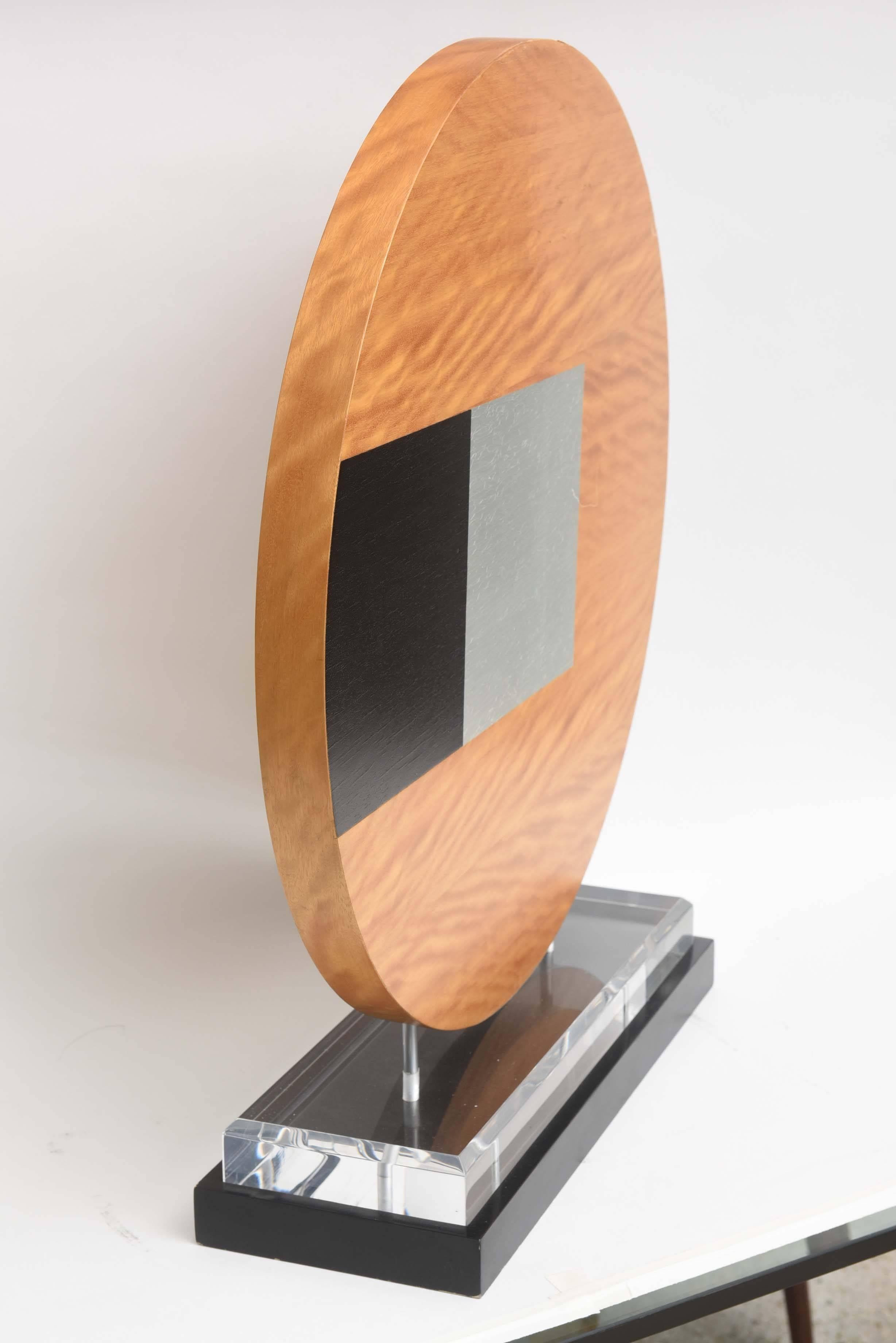 Contemporary American Abstract Wood Sculpture on Stand For Sale