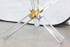 Charles Hollis Jones Post and Truss Lucite, Brass, and Glass Centre/Dining Table