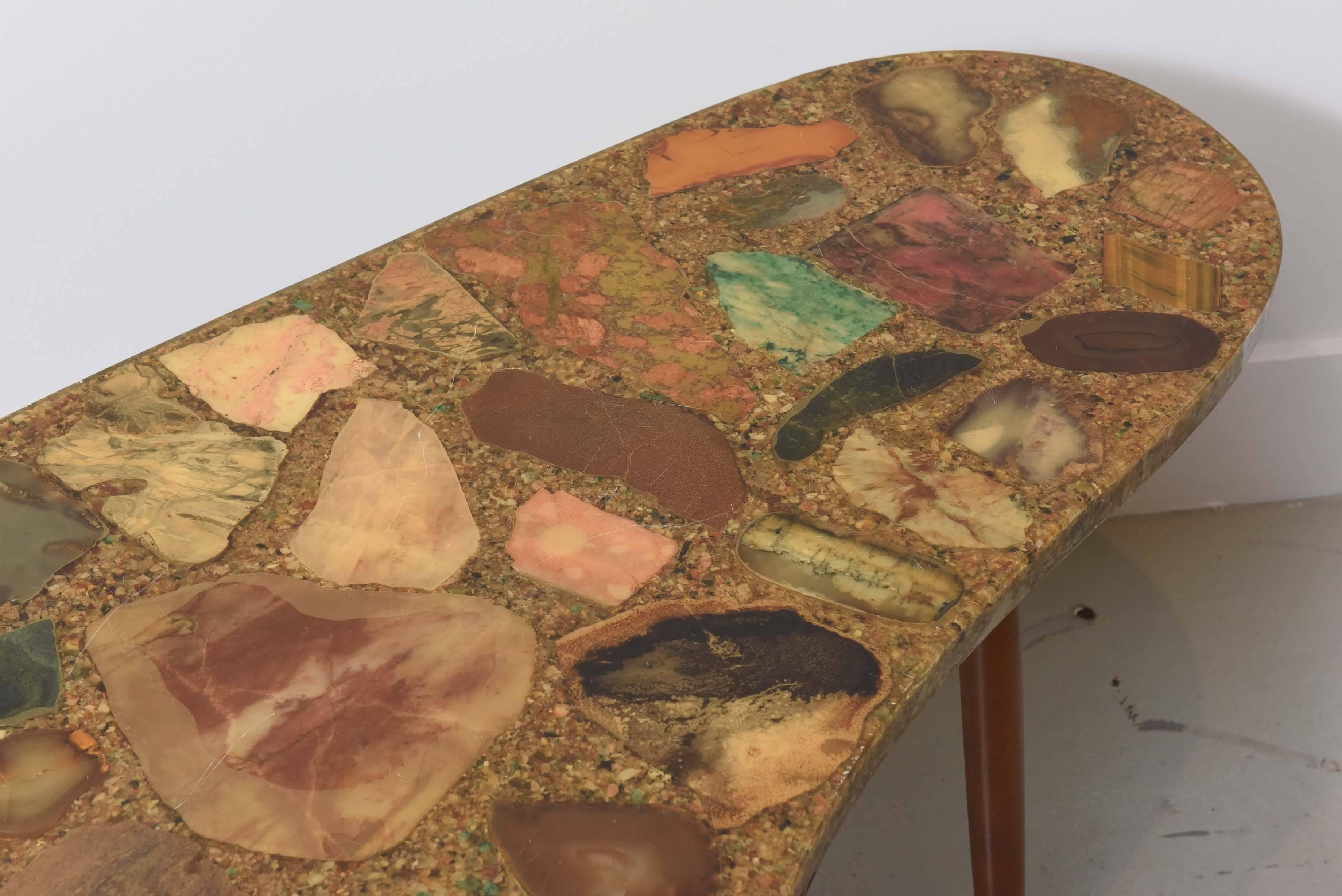 Italian Modern Specimen Marble, Resin and Walnut Low Table, Aldo Tura In Excellent Condition For Sale In Hollywood, FL