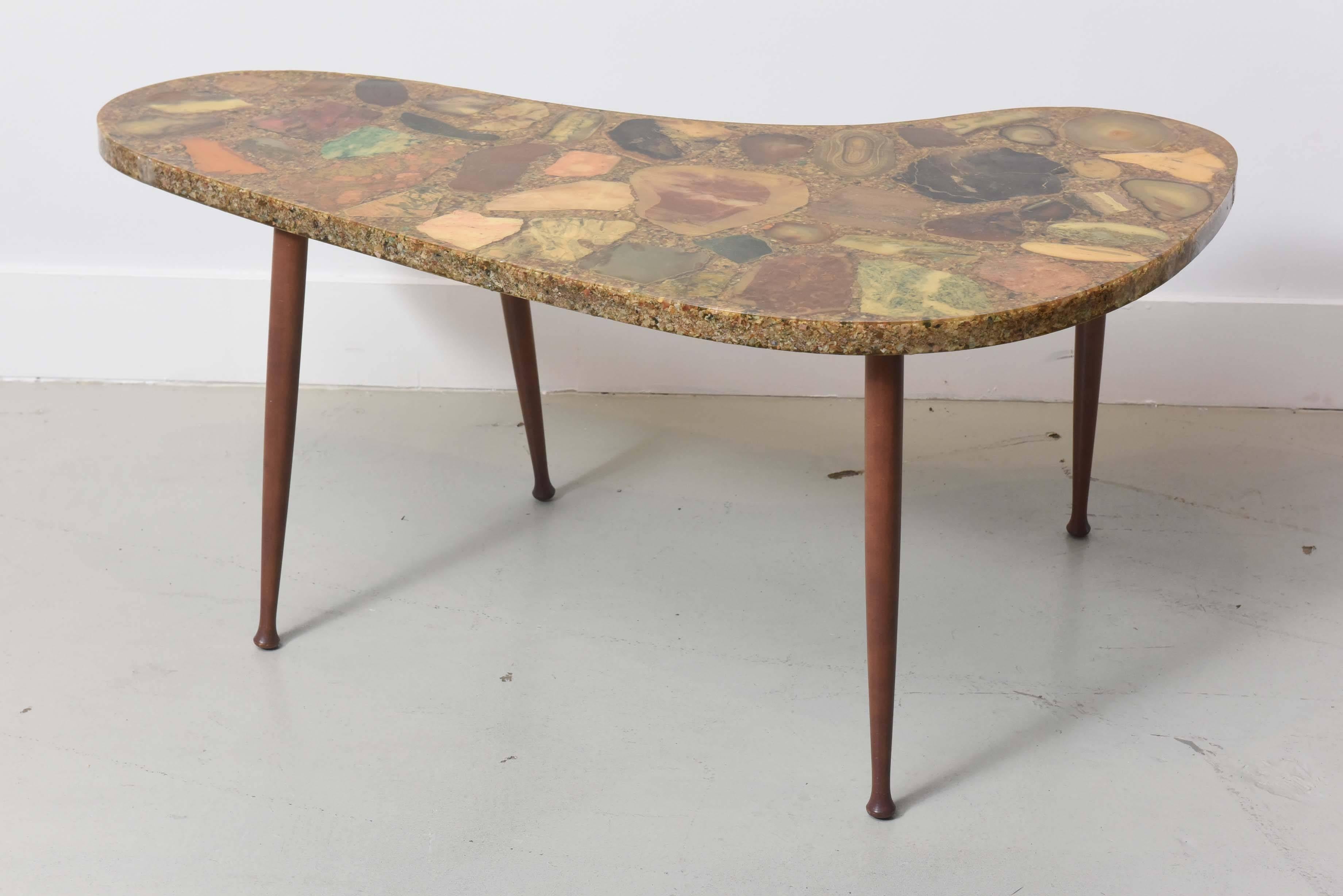 Mid-20th Century Italian Modern Specimen Marble, Resin and Walnut Low Table, Aldo Tura For Sale