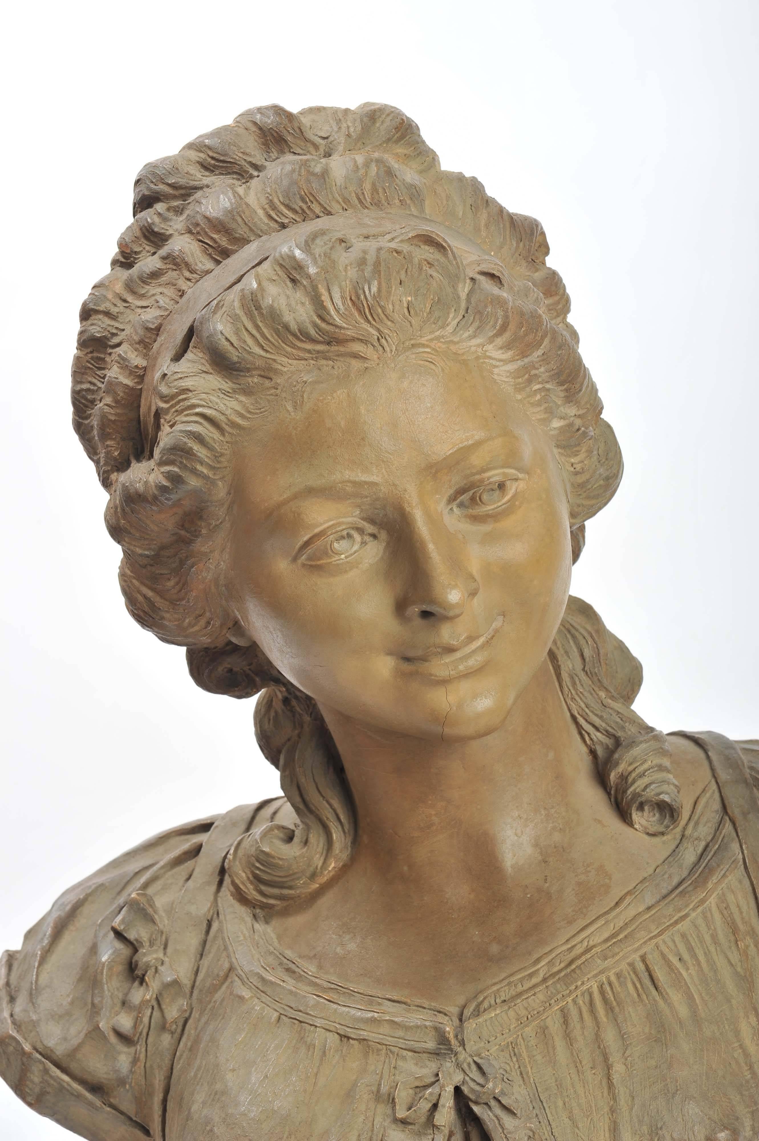 Cast 19th Century French Terracotta Bust For Sale