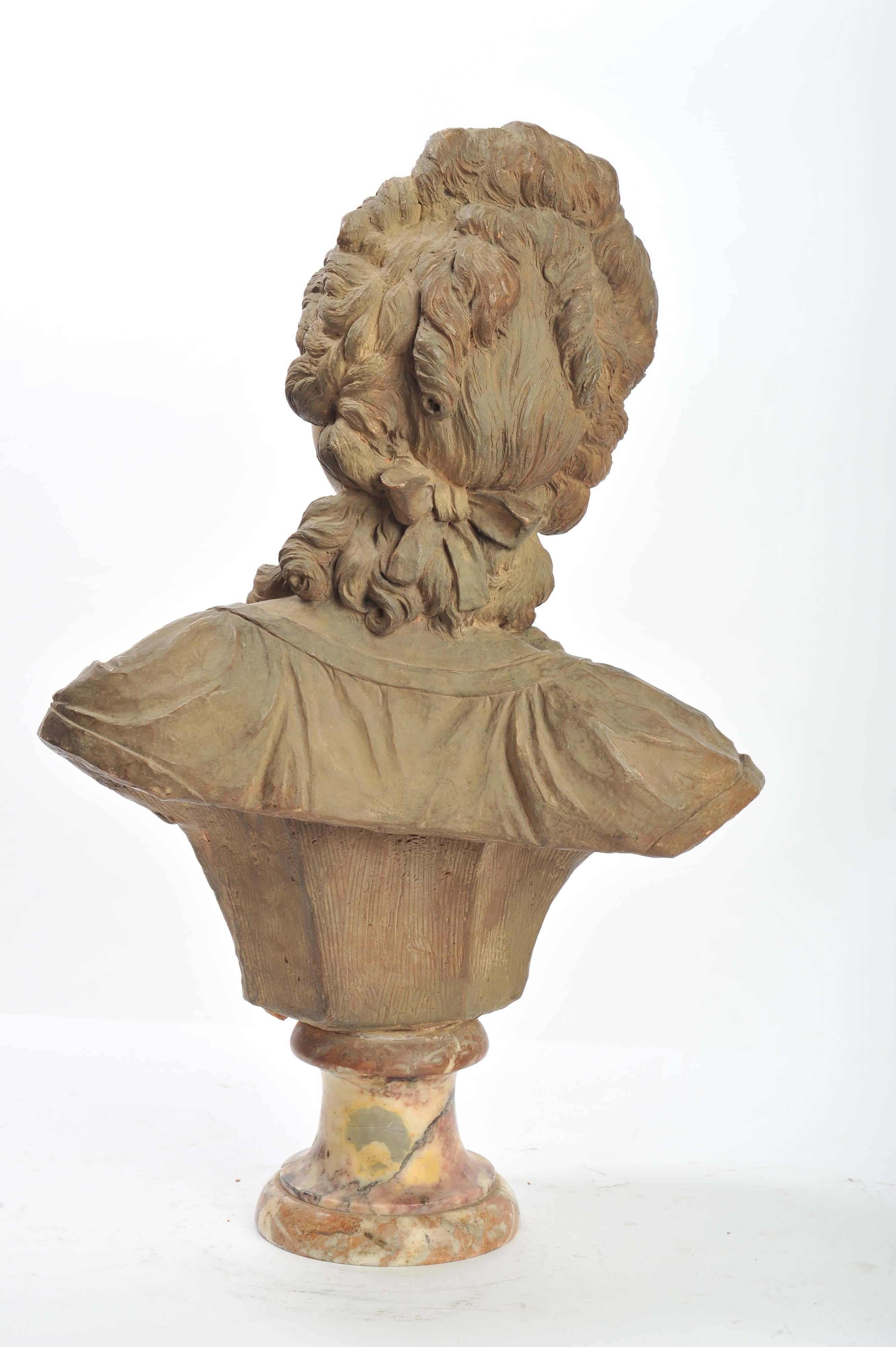 XIXe siècle Buste français en terre cuite du 19ème siècle en vente