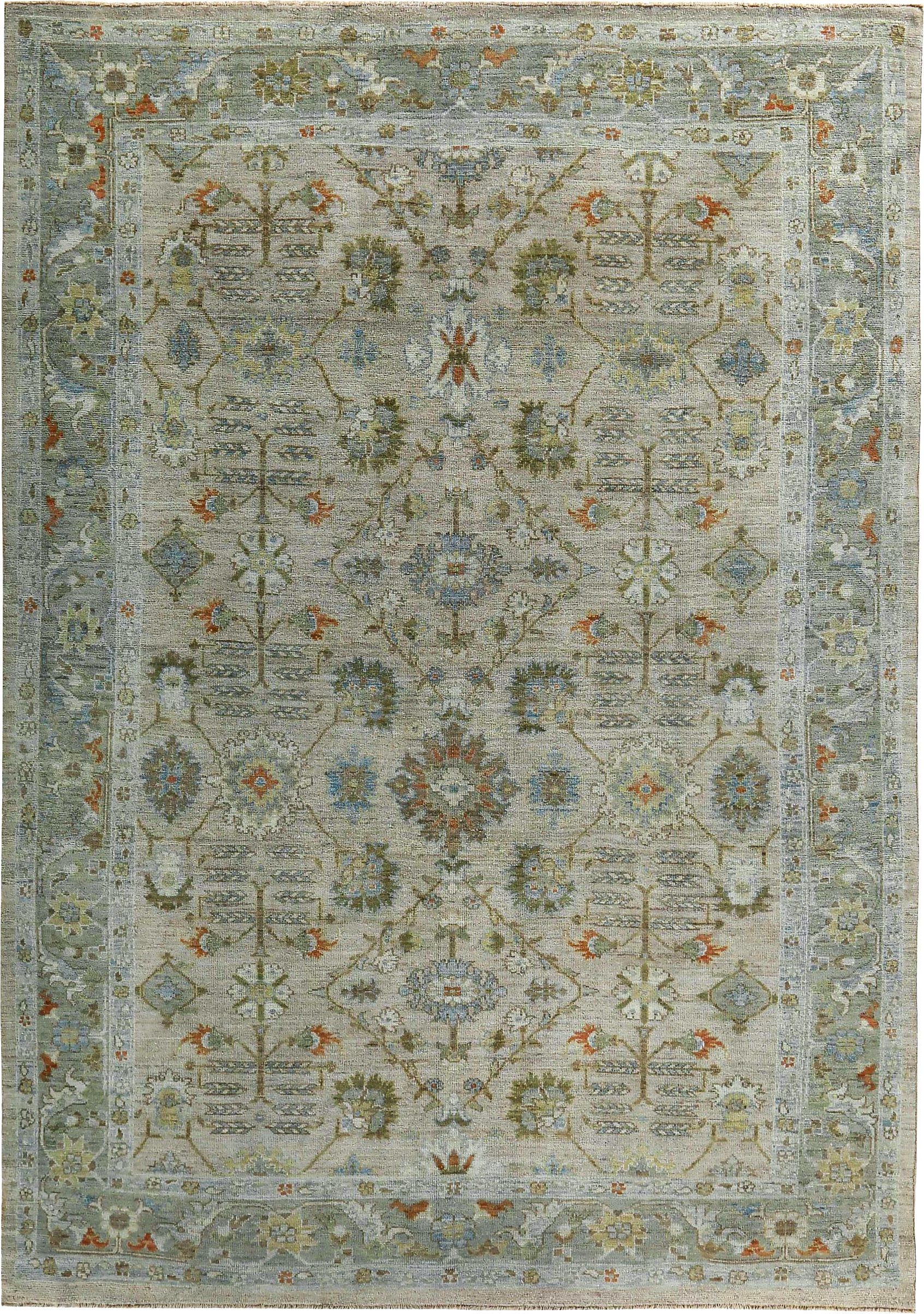 Alfombras Persas Sultanabad Rugs Circa 1990 - Lana Azul Verde Marfil Design - 89129