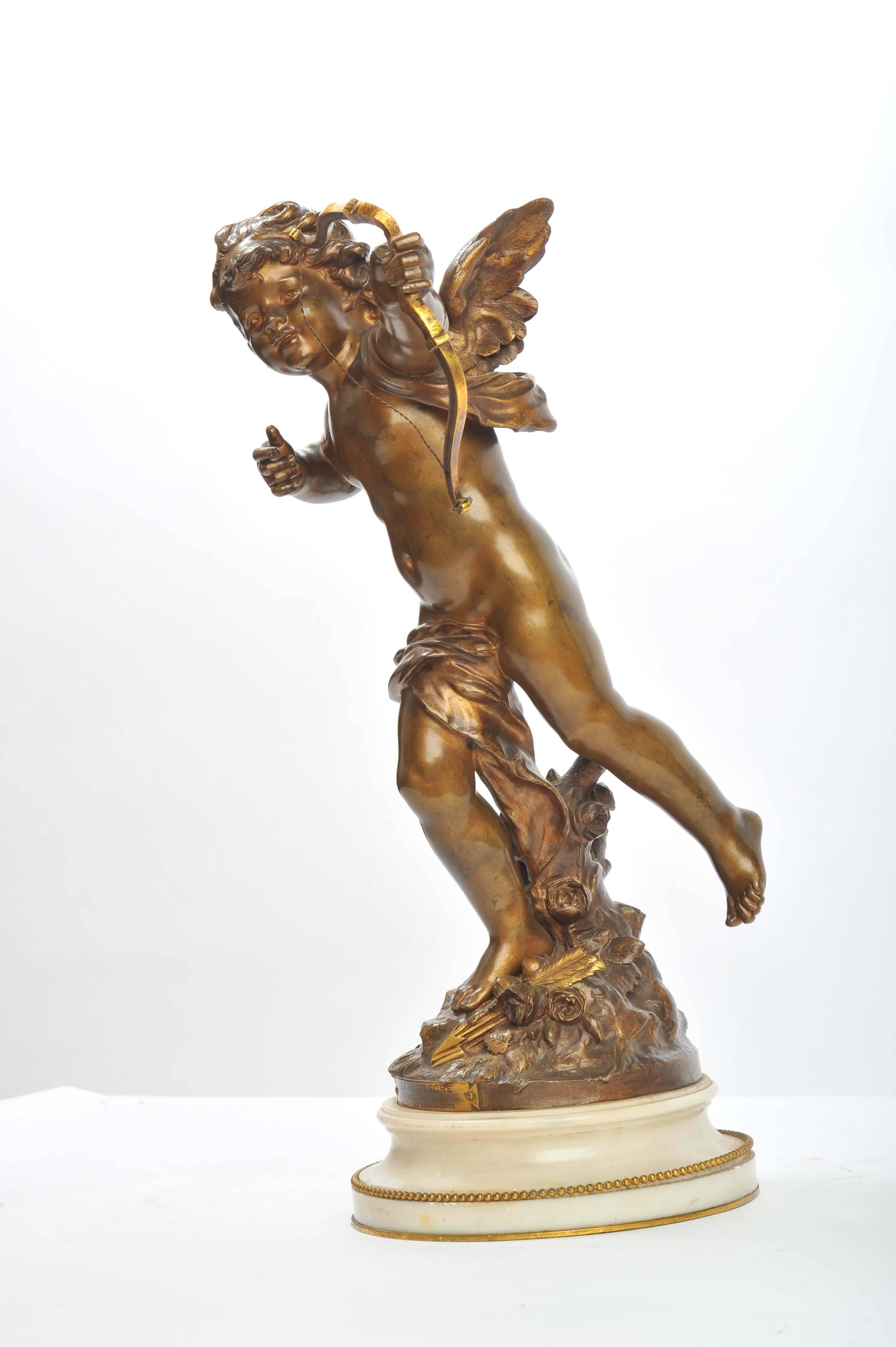 French 19th Century Bronze Cupid, by Aug. Moreau