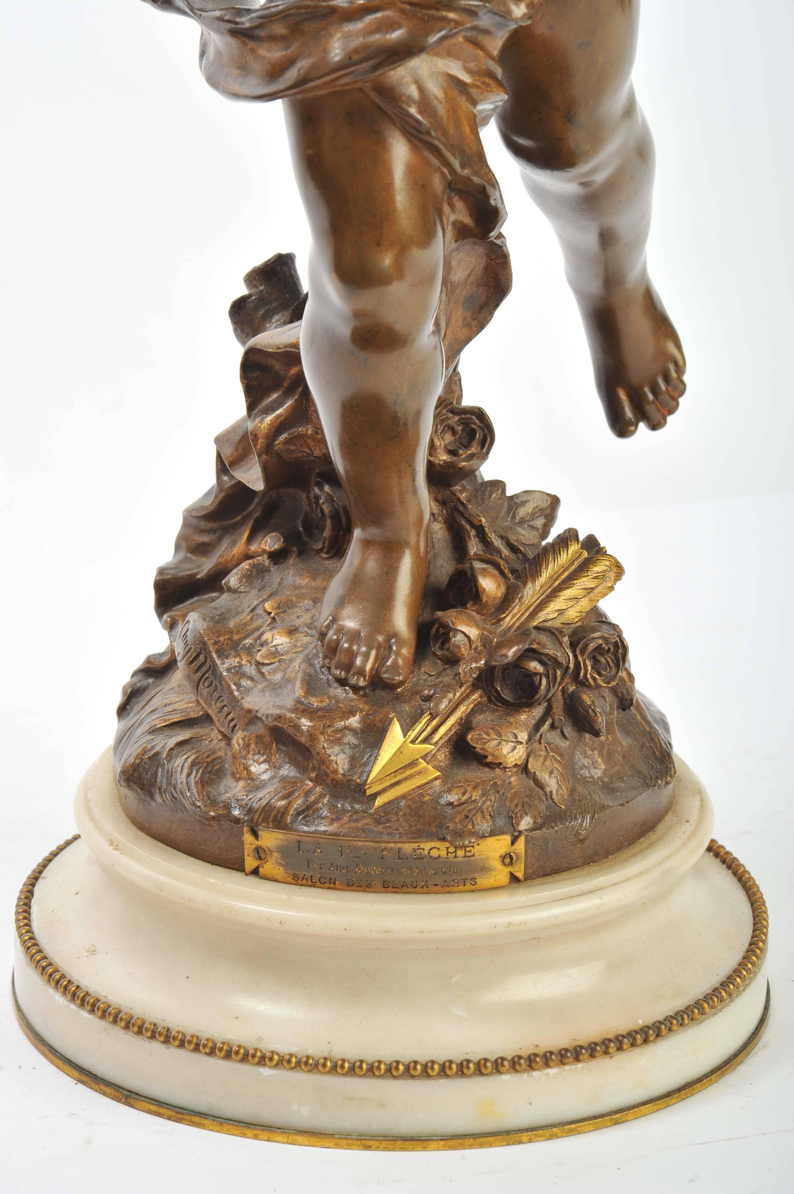 19th Century Bronze Cupid, by Aug. Moreau In Excellent Condition In Brighton, Sussex