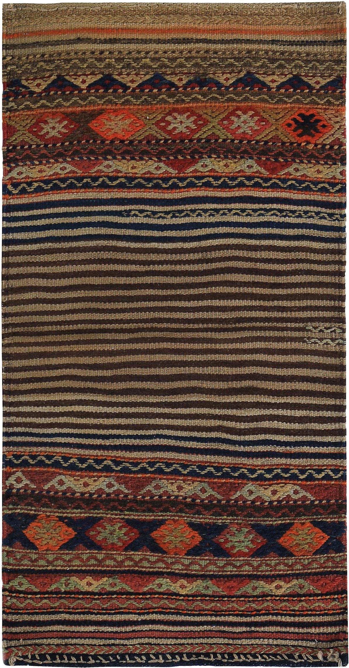 Rug & Kilim Kilim - Laine Brown Ivory Orange Design - 89195